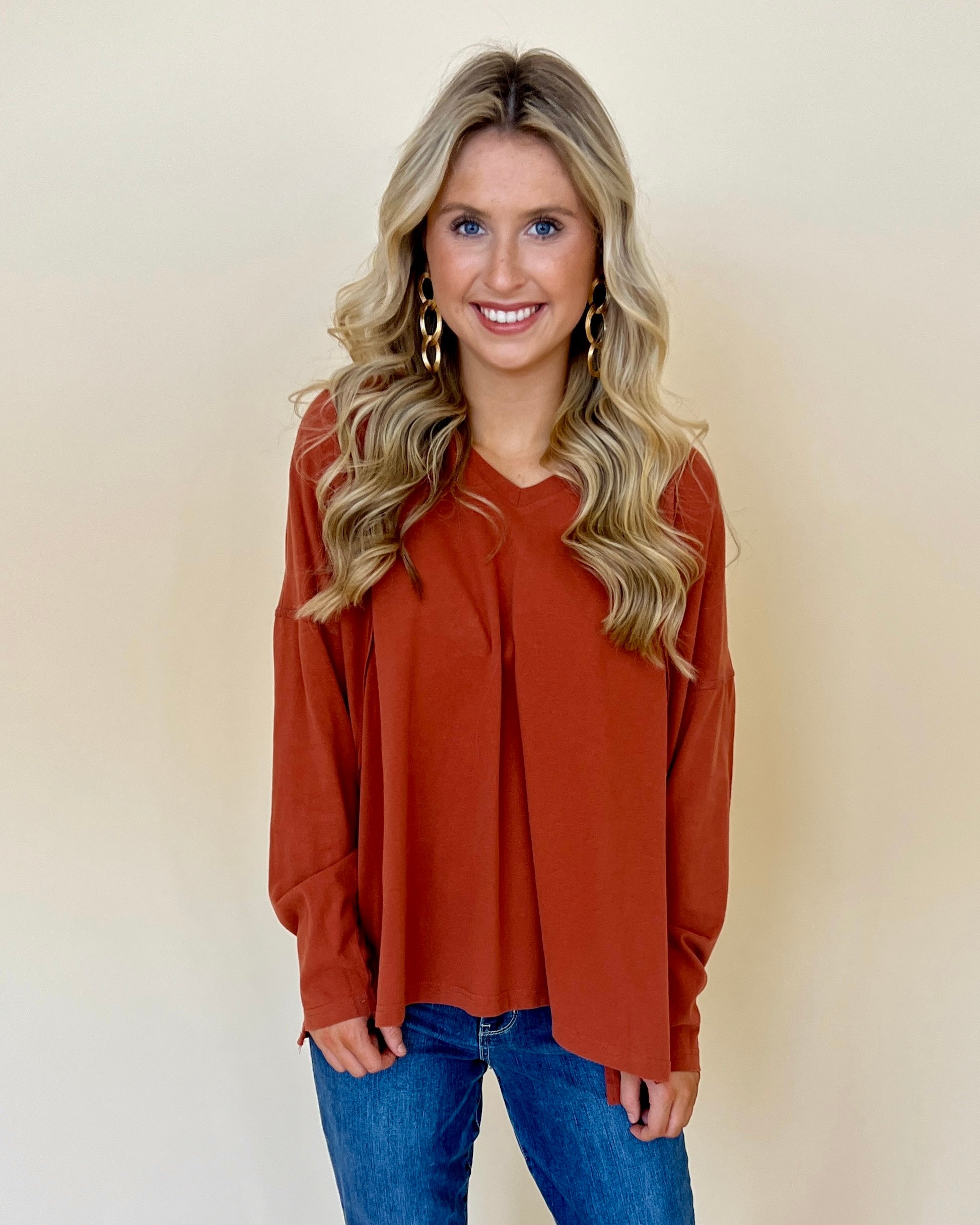 Cold Nights Brick Jersey Dolman Top-Shop-Womens-Boutique-Clothing