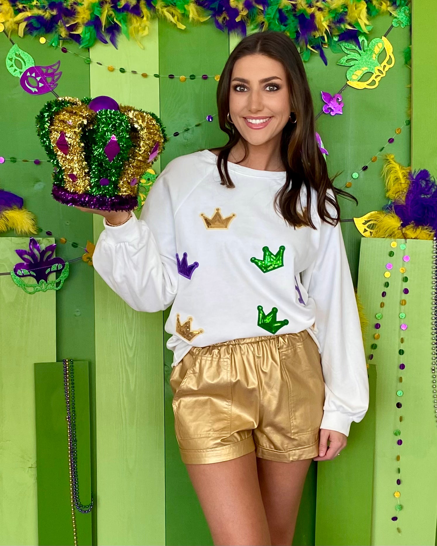 Own The Night White Sequin Crown Sweater-Shop-Womens-Boutique-Clothing