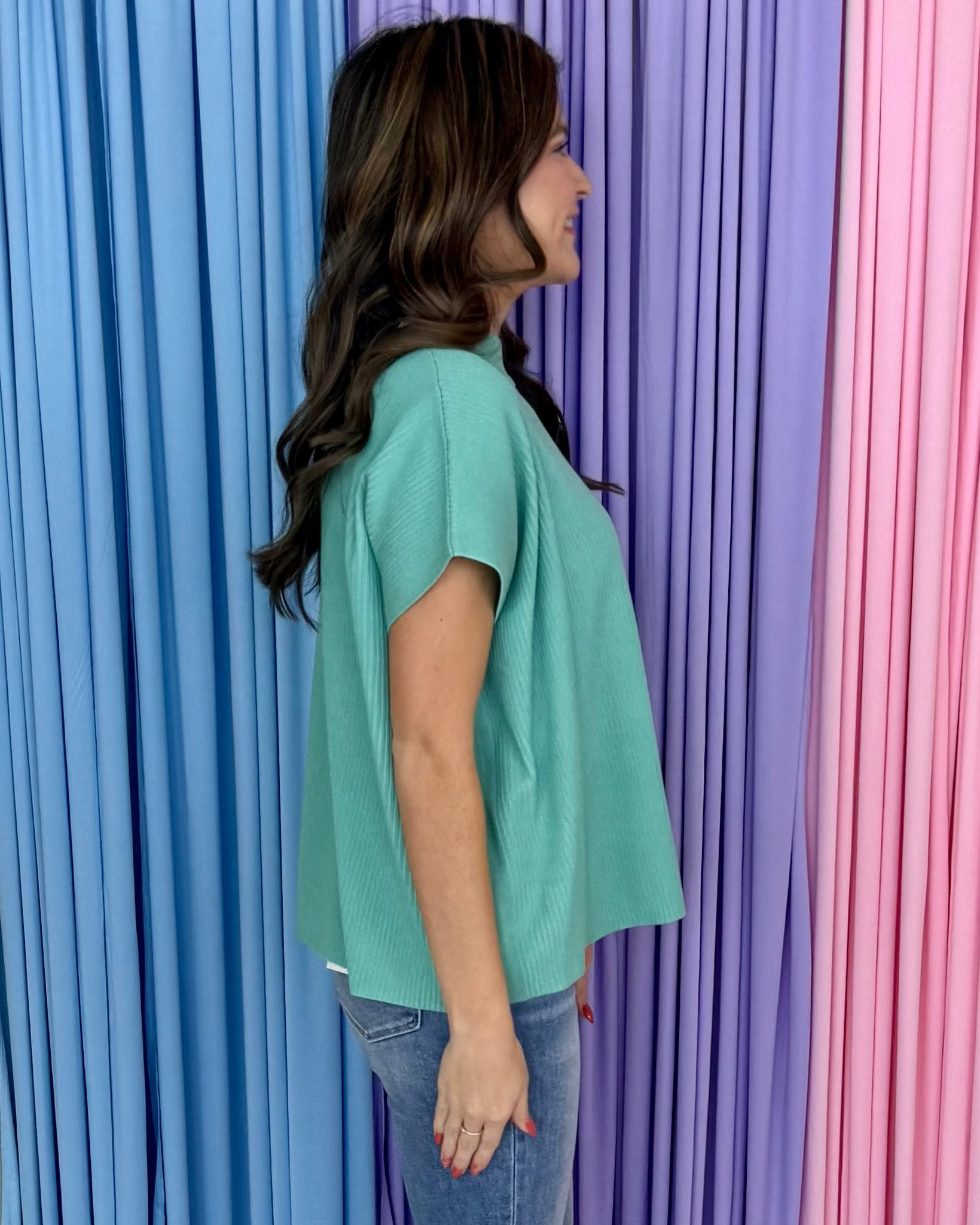 Sweet Soul Dusty Mint Mock Neck Boxy Sweater-Shop-Womens-Boutique-Clothing