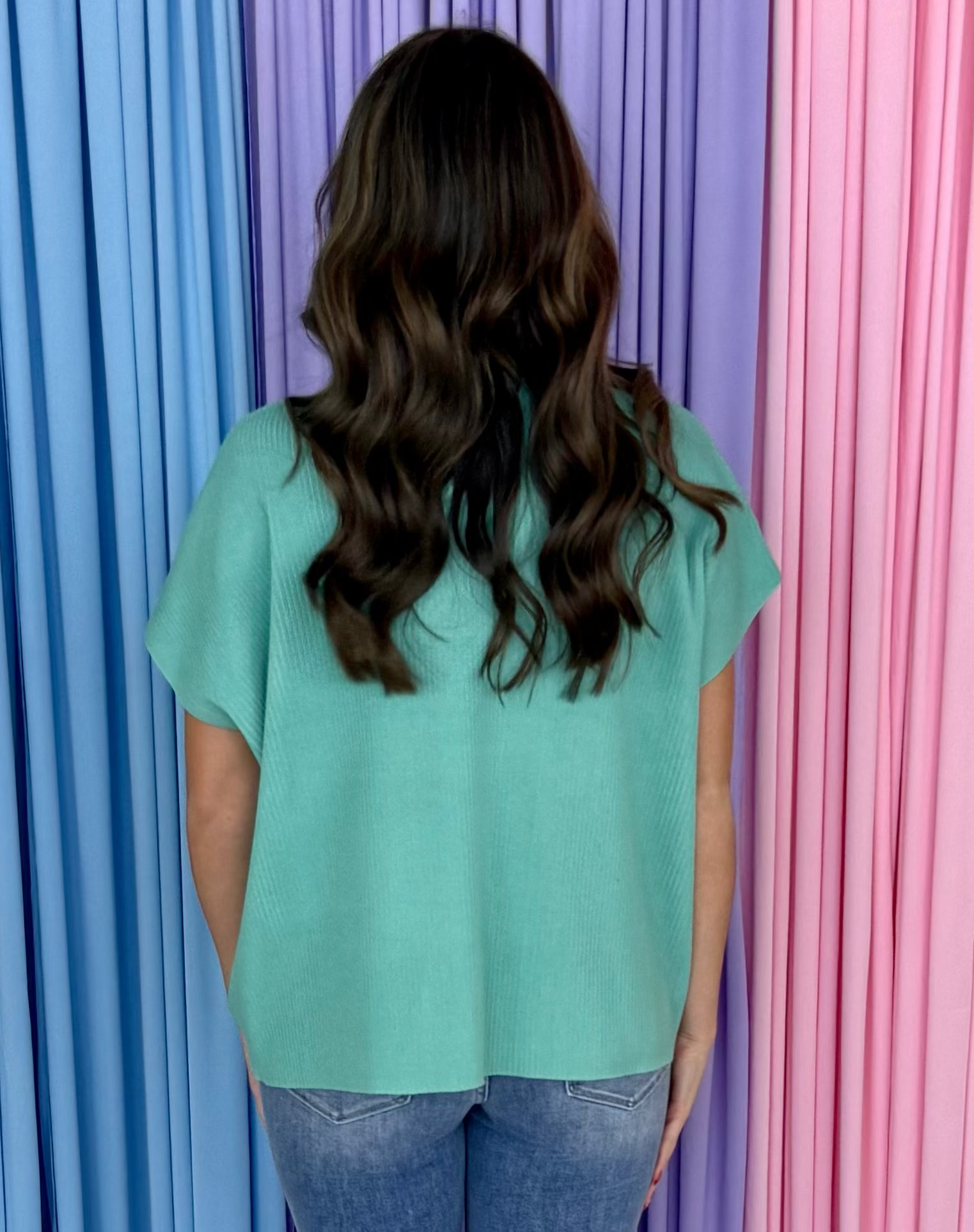 Sweet Soul Dusty Mint Mock Neck Boxy Sweater-Shop-Womens-Boutique-Clothing