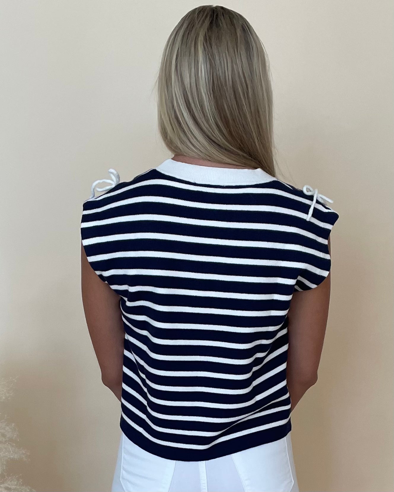 Keeping Tabs Navy Striped Bow Top-Shop-Womens-Boutique-Clothing