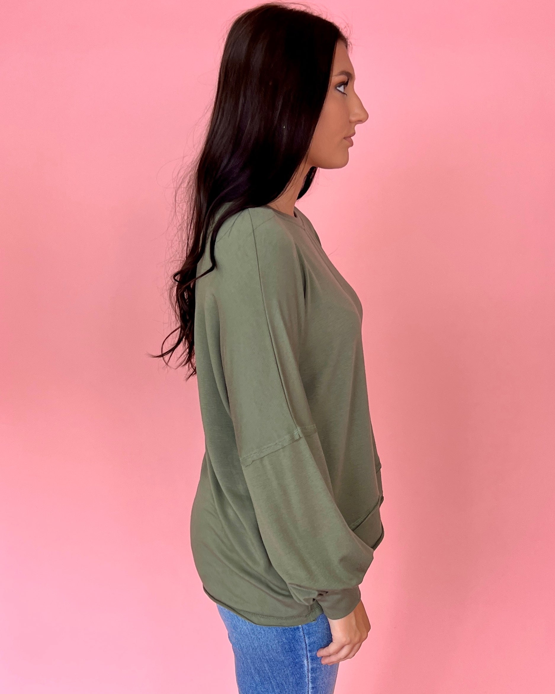 Any Way You Like Olive French Terry Top-Shop-Womens-Boutique-Clothing