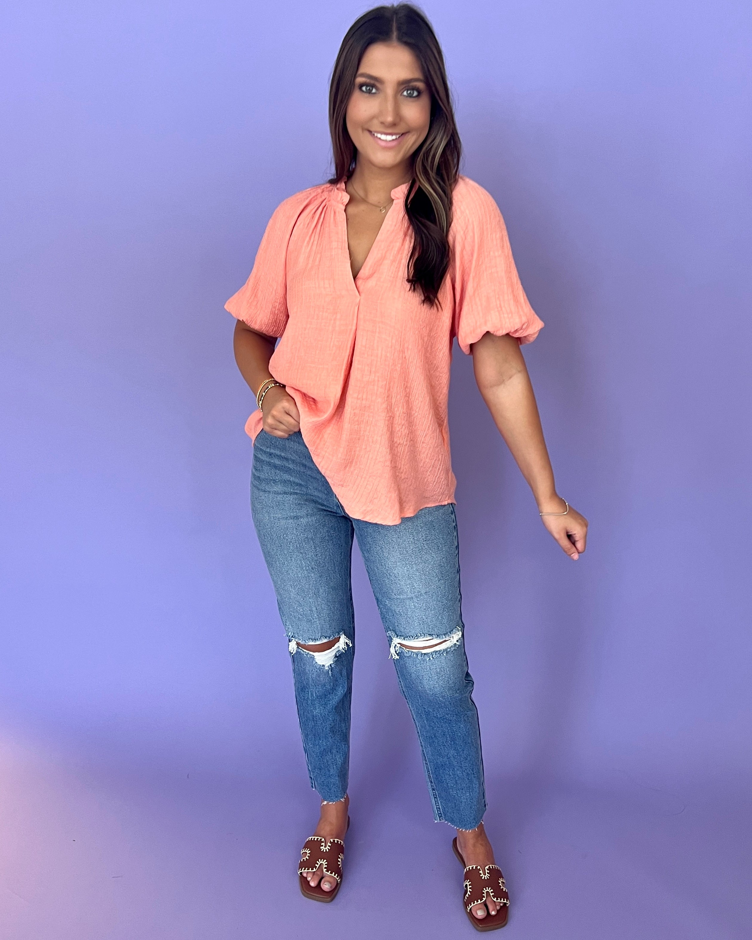 Wear It Dusty Peach Scrunched Top-Shop-Womens-Boutique-Clothing