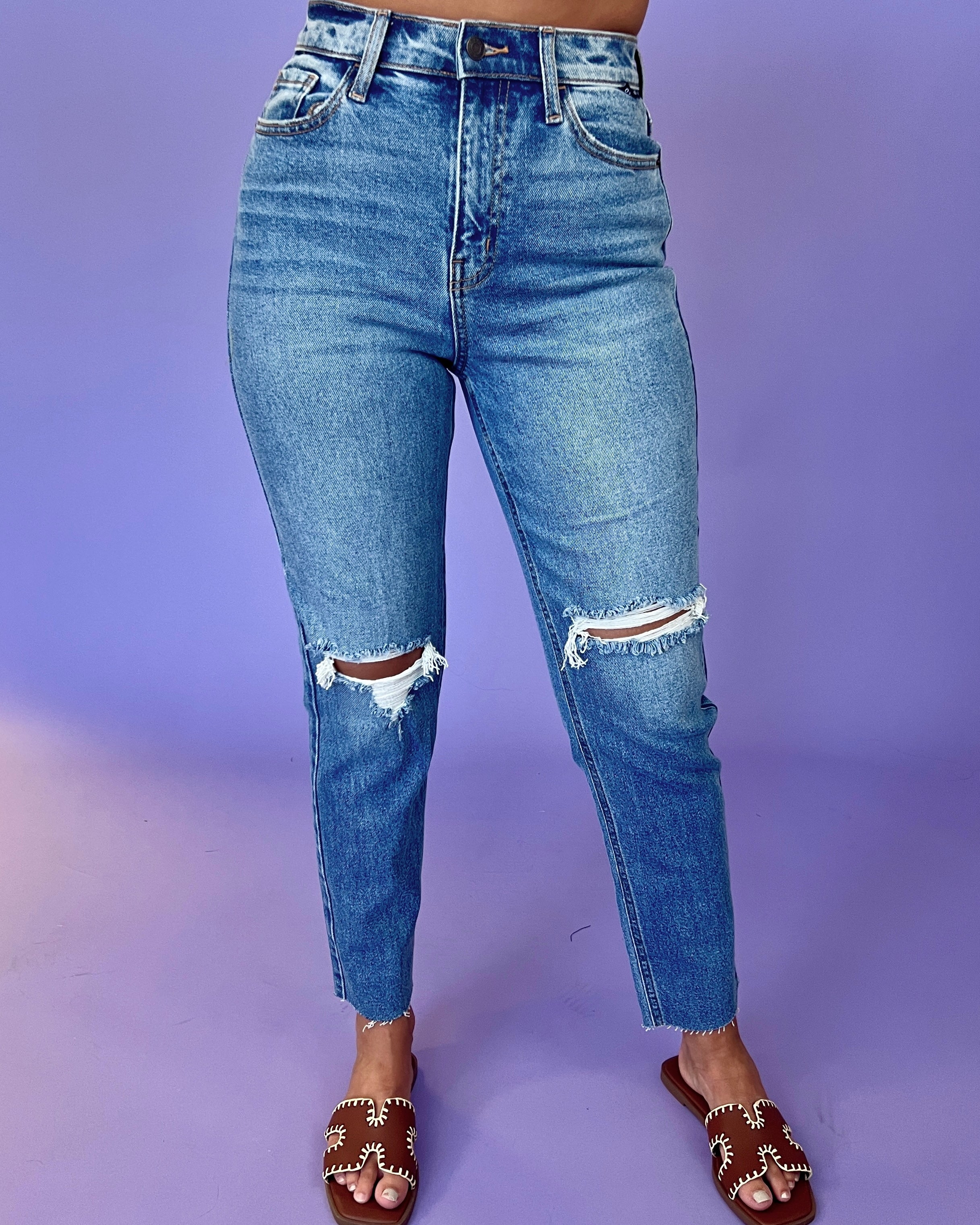 Cityscape Medium Denim High Rise Ankle Mom Jeans-Shop-Womens-Boutique-Clothing