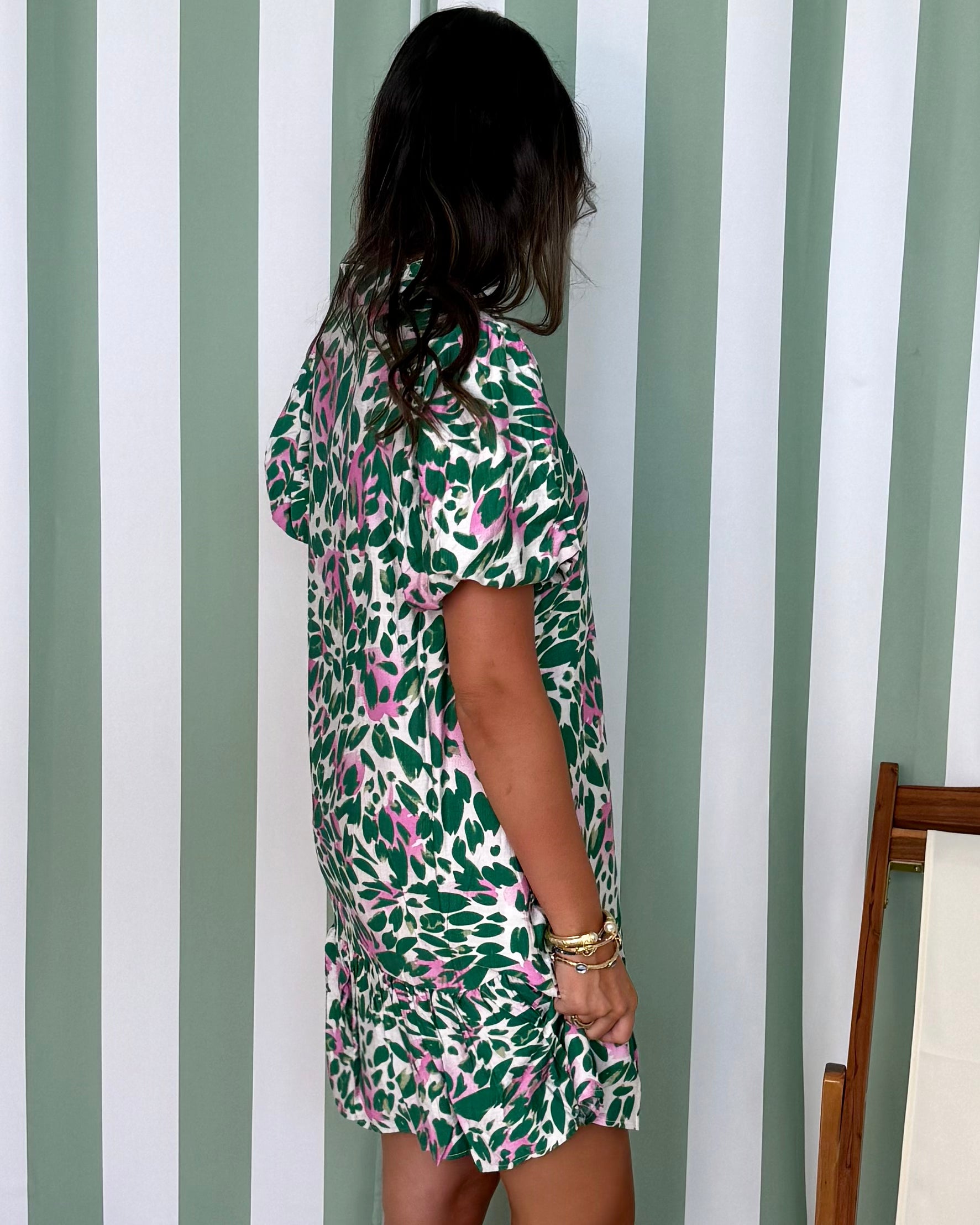 Answer Your Call Green Floral Button Dress-Shop-Womens-Boutique-Clothing