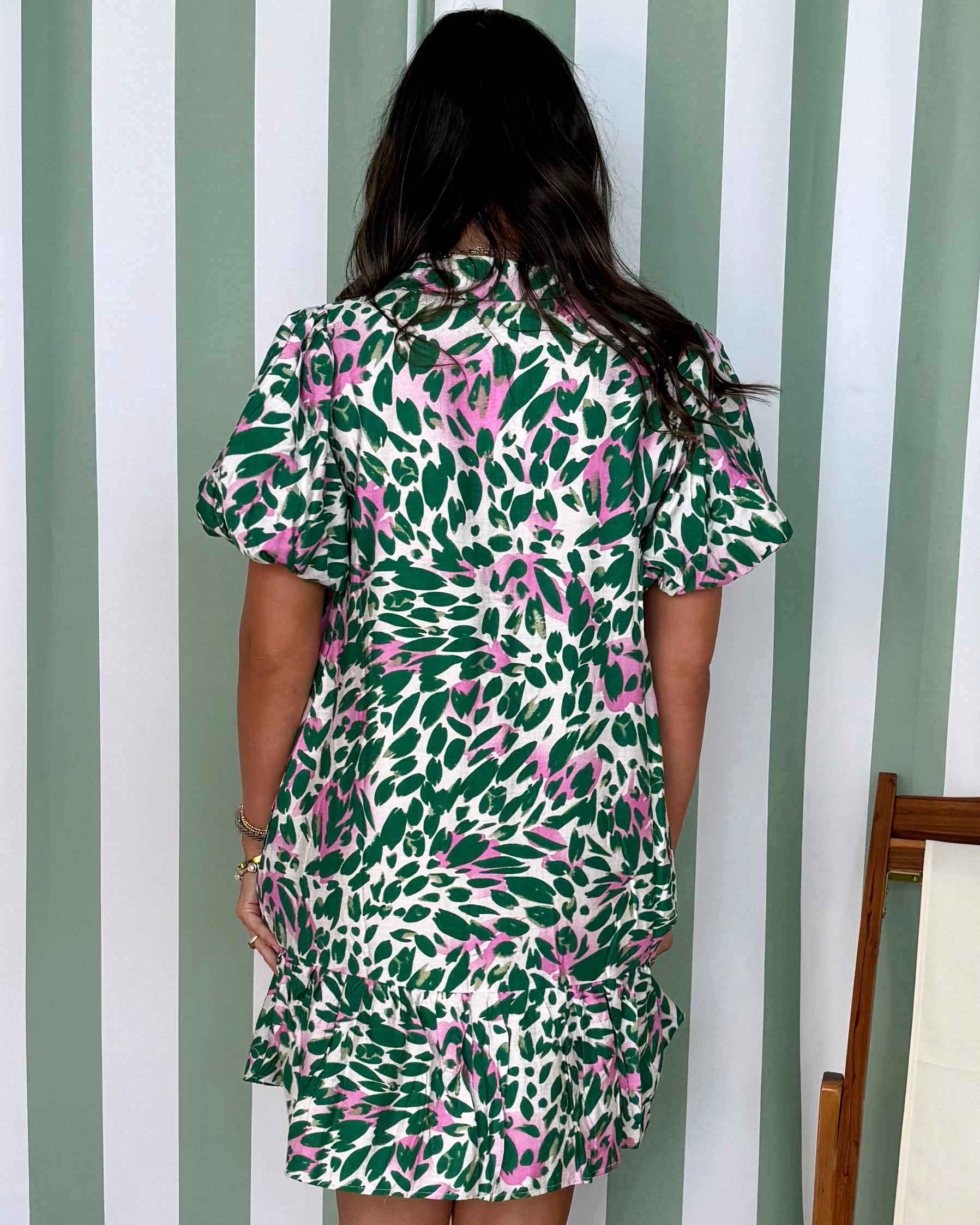 Answer Your Call Green Floral Button Dress-Shop-Womens-Boutique-Clothing