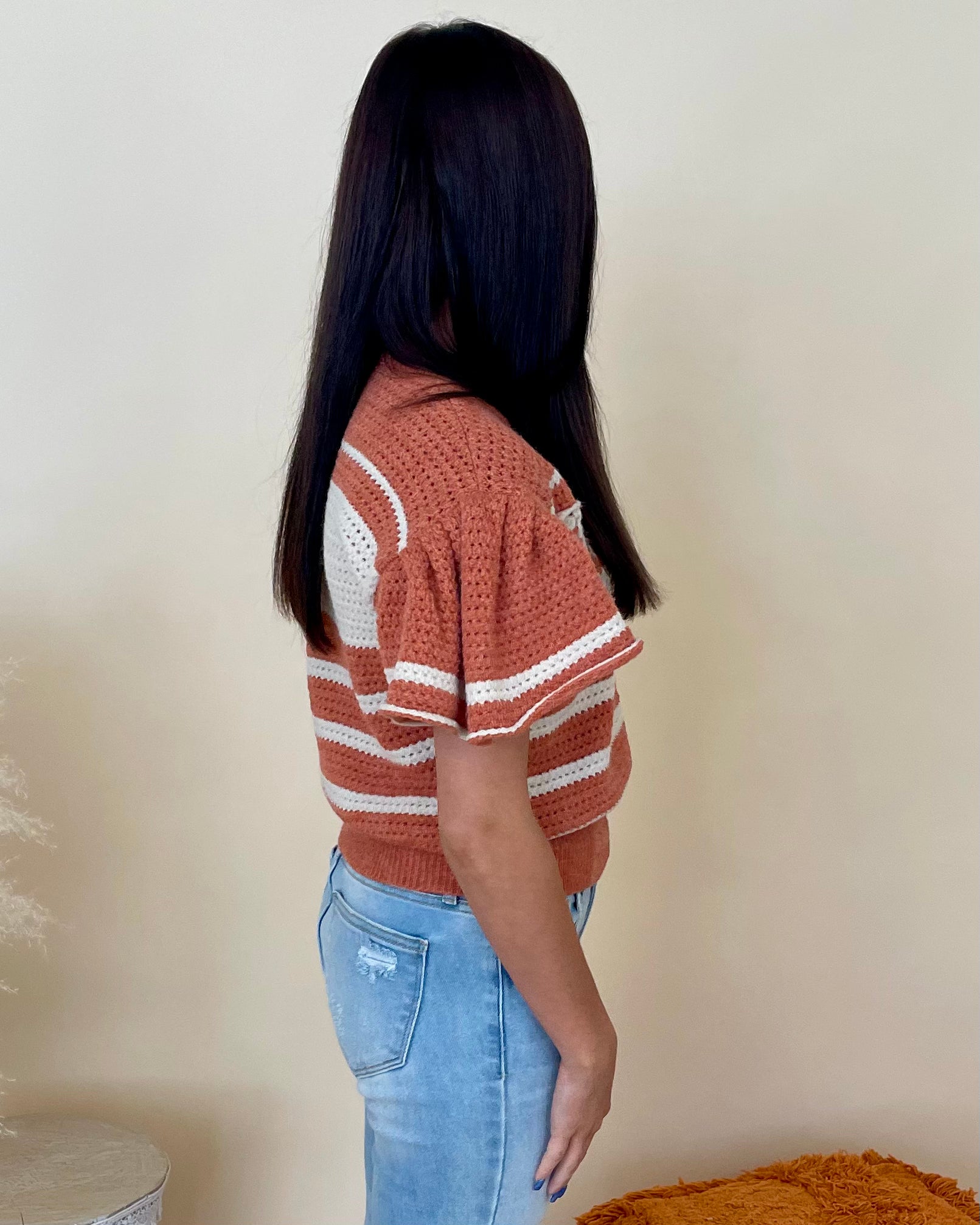 Best Times Rust/Oatmeal Striped Top-Shop-Womens-Boutique-Clothing