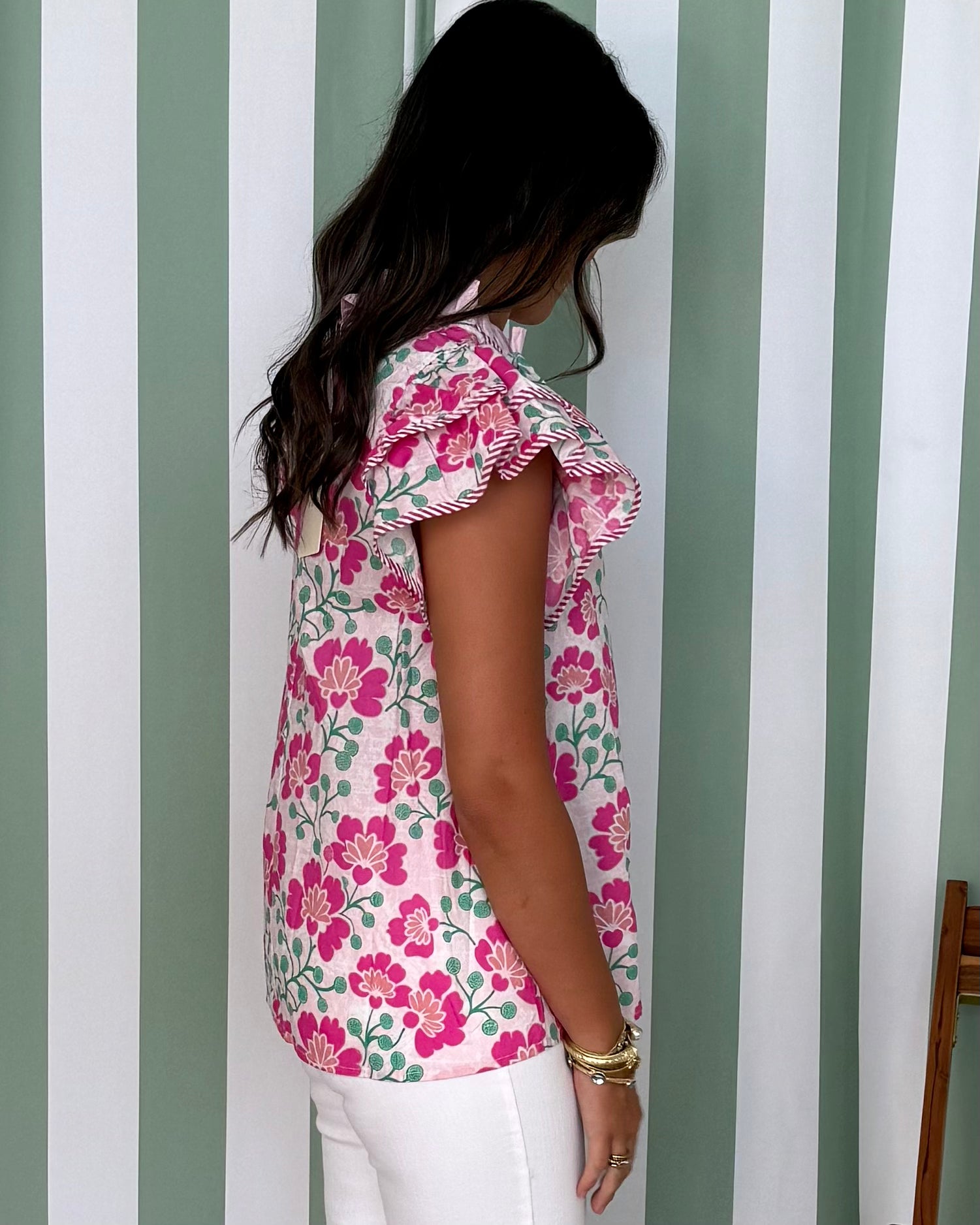 Grow Freely Pink Floral Flutter Sleeve Top-Shop-Womens-Boutique-Clothing