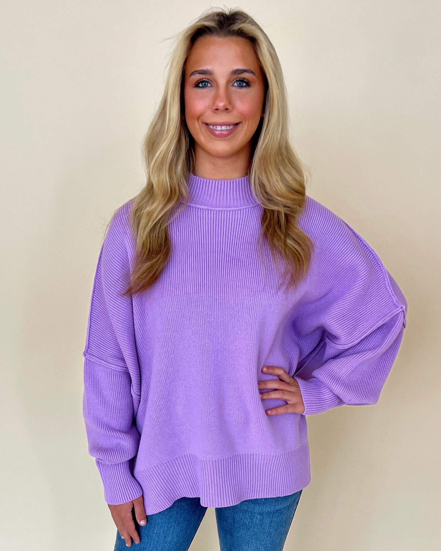 Bundled Up B Lavender Oversized Sweater-Shop-Womens-Boutique-Clothing