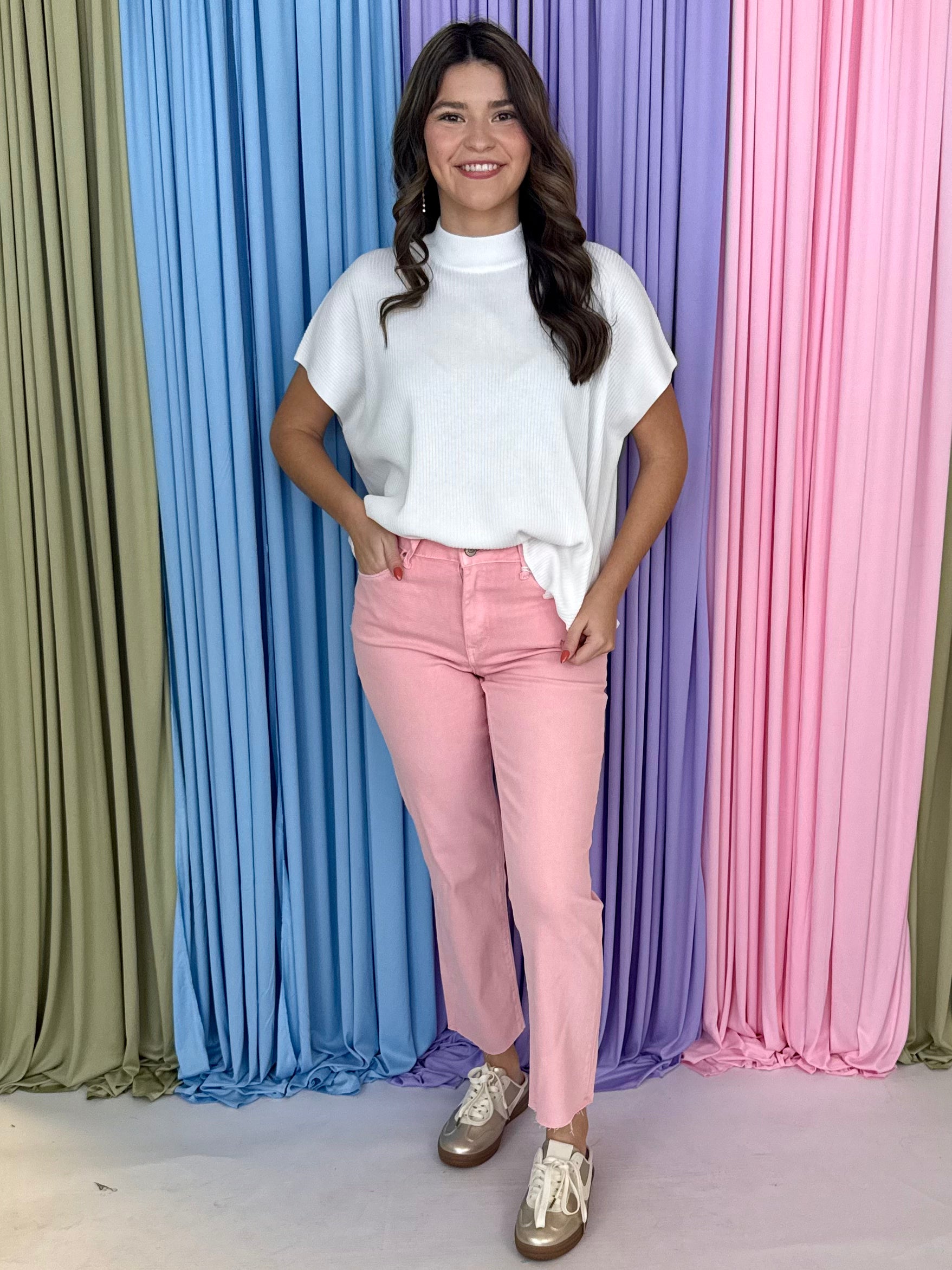Final Class Pink Acid Washed Straight Pants.-Shop-Womens-Boutique-Clothing