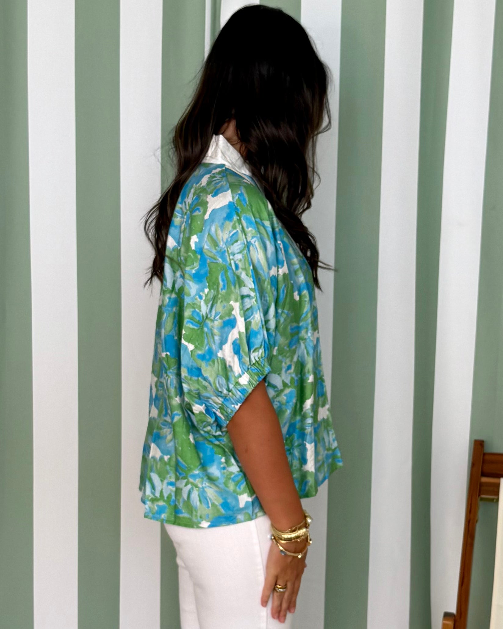 Sunny Views Green Aqua Floral Top-Shop-Womens-Boutique-Clothing