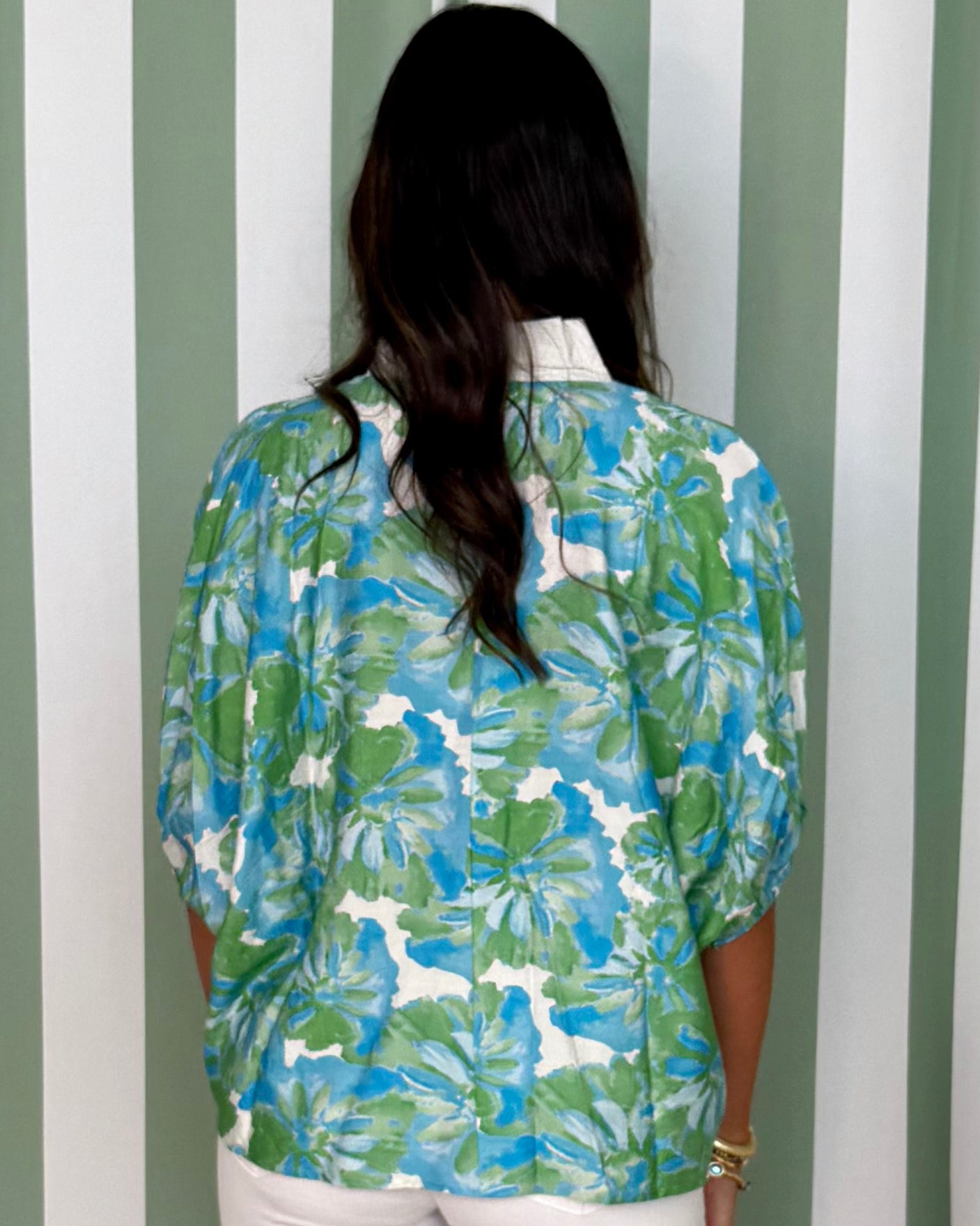 Sunny Views Green Aqua Floral Top-Shop-Womens-Boutique-Clothing