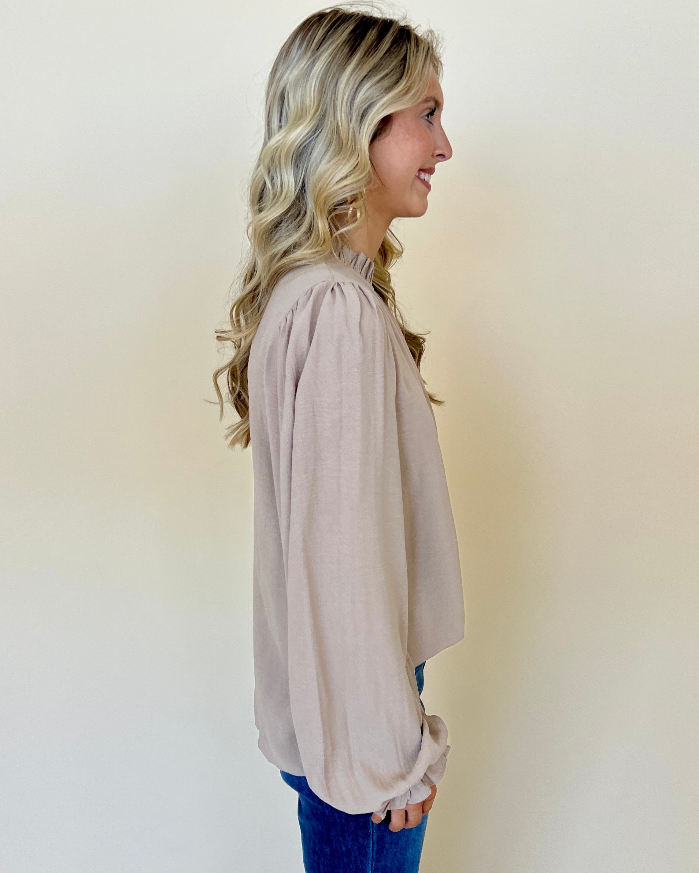 Just Right Champagne Ruffle Top-Shop-Womens-Boutique-Clothing