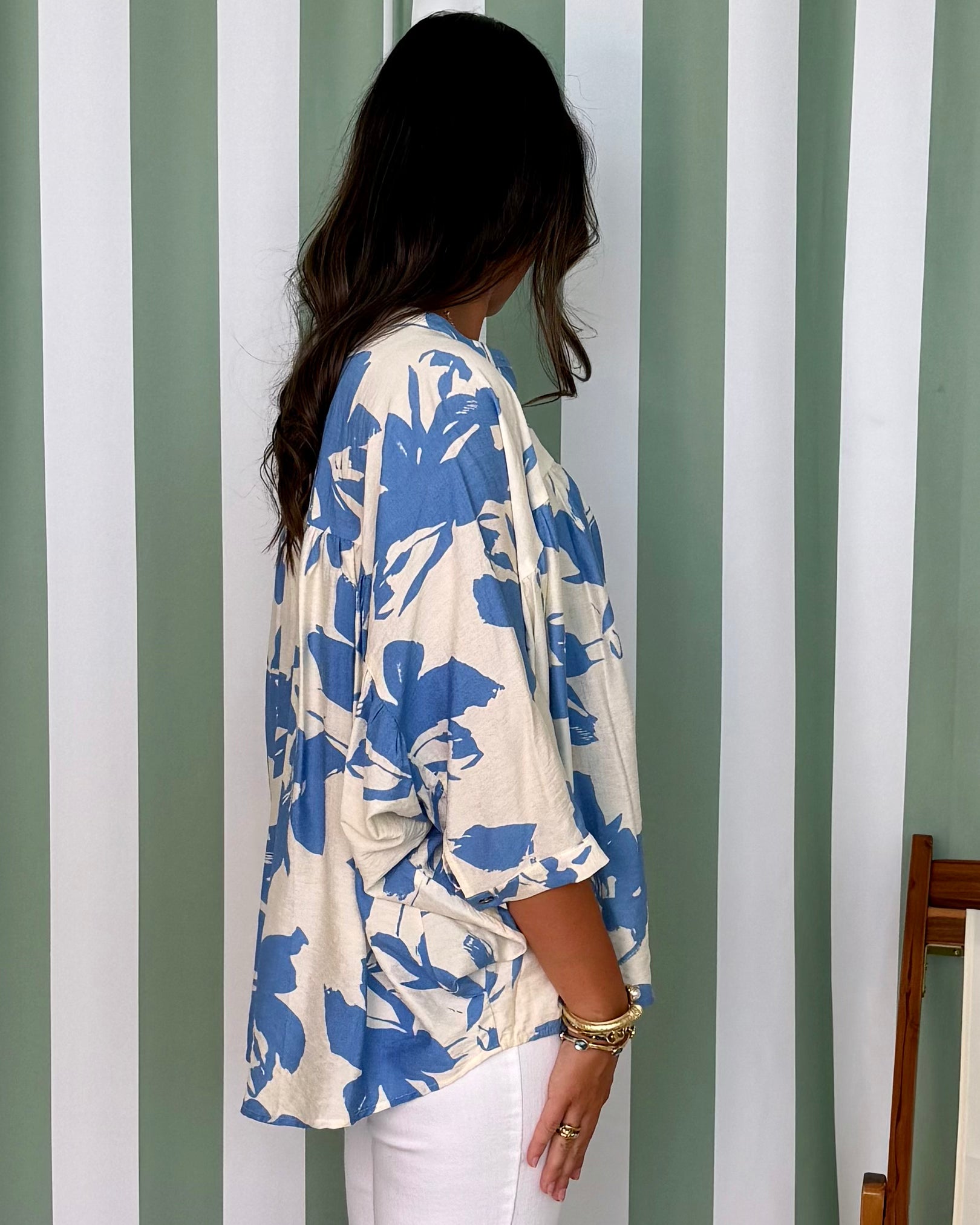 Well Wishes Lt Blue Botanical Print Top-Shop-Womens-Boutique-Clothing