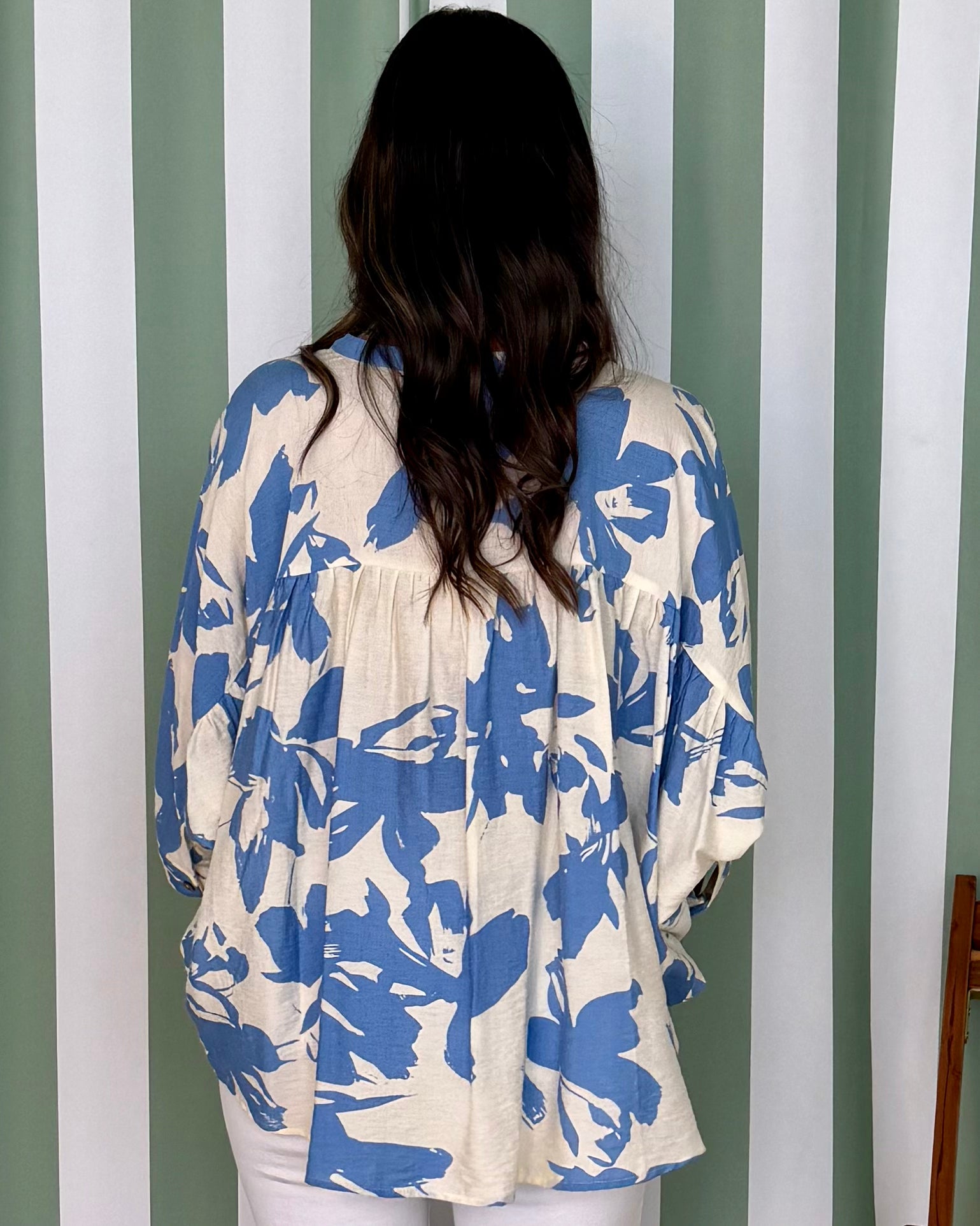 Well Wishes Lt Blue Botanical Print Top-Shop-Womens-Boutique-Clothing