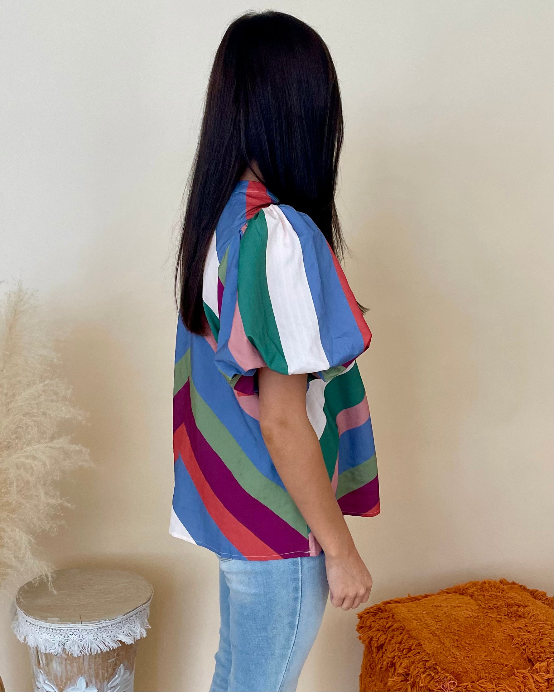 Time Passes Denim Plum Colorblock Top-Shop-Womens-Boutique-Clothing