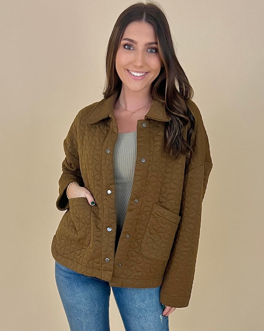 About Time Chocolate Quilted Jacket-Shop-Womens-Boutique-Clothing