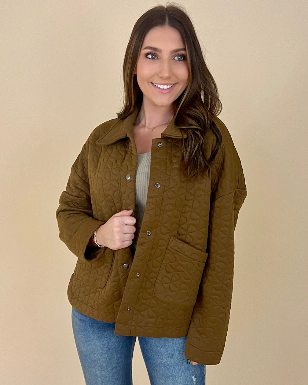 About Time Chocolate Quilted Jacket-Shop-Womens-Boutique-Clothing