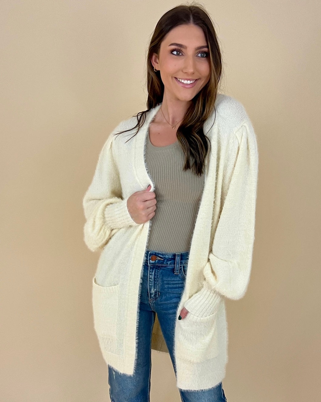 Wilder Days Cream Fuzzy Cardigan-Shop-Womens-Boutique-Clothing