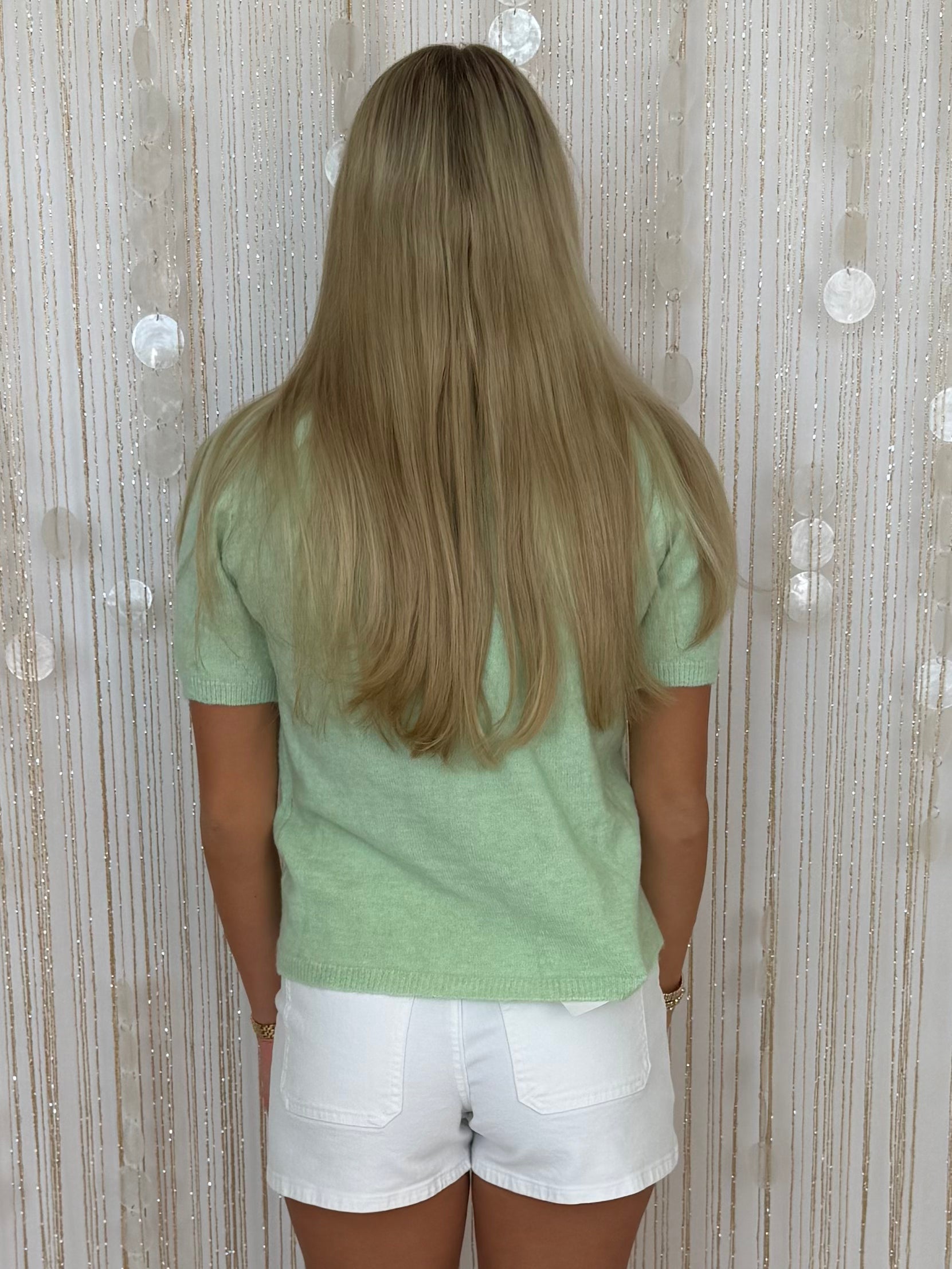 Delicate Darling Green Tea Short Sleeve Sweater-Shop-Womens-Boutique-Clothing