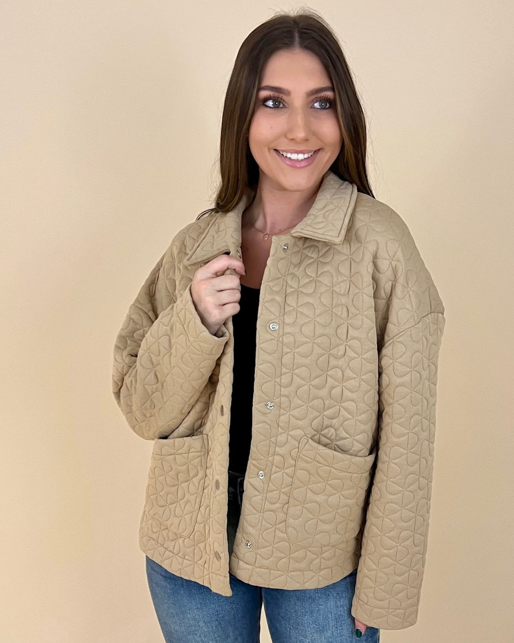 Taupe on sale quilted jacket