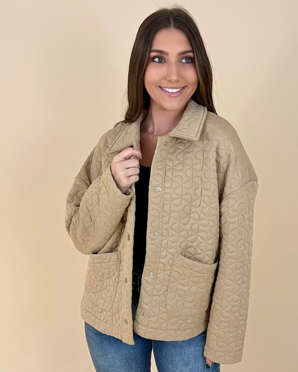 About Time Taupe Quilted Jacket-Shop-Womens-Boutique-Clothing