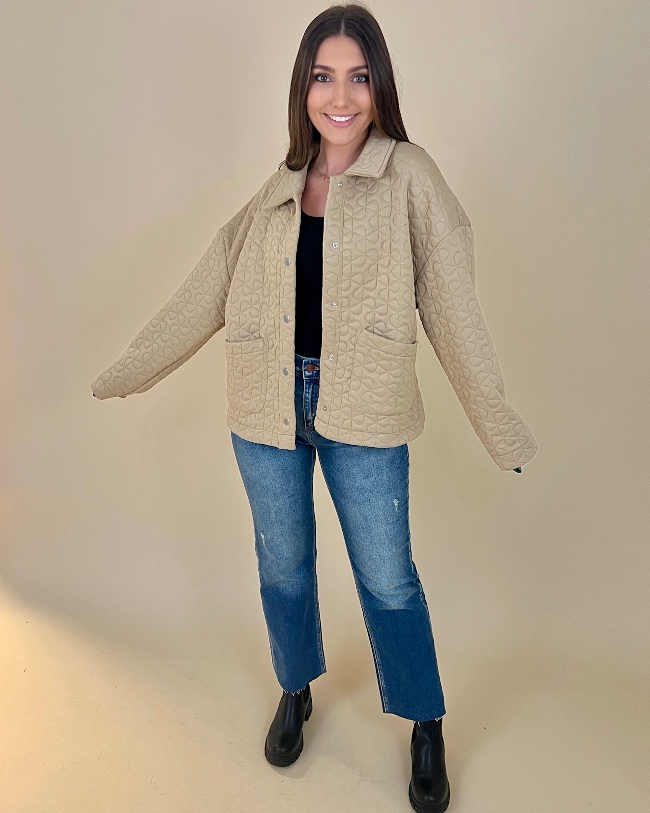 About Time Taupe Quilted Jacket-Shop-Womens-Boutique-Clothing