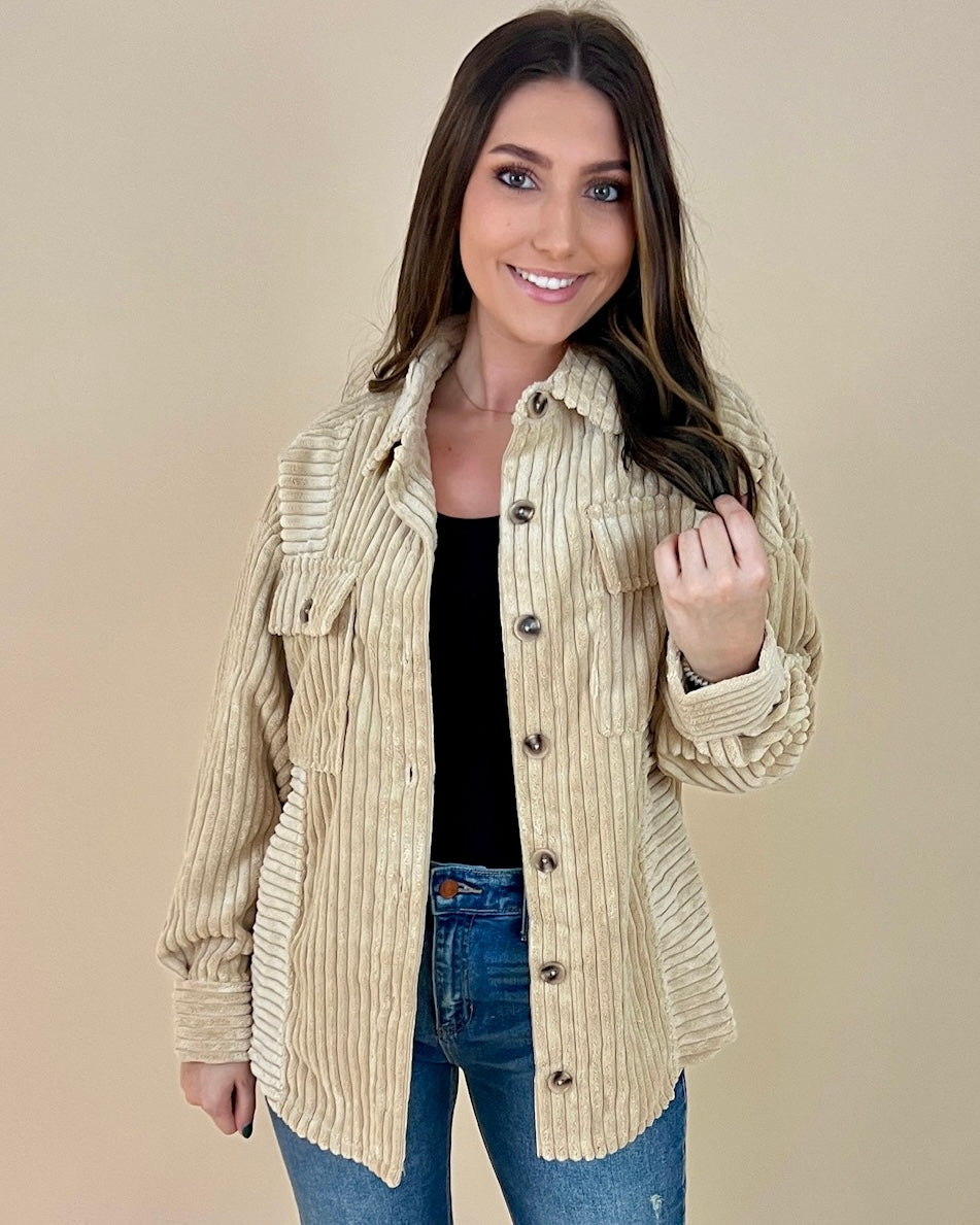 Perfect Season Cream Fuzzy Ribbed Jacket-Shop-Womens-Boutique-Clothing