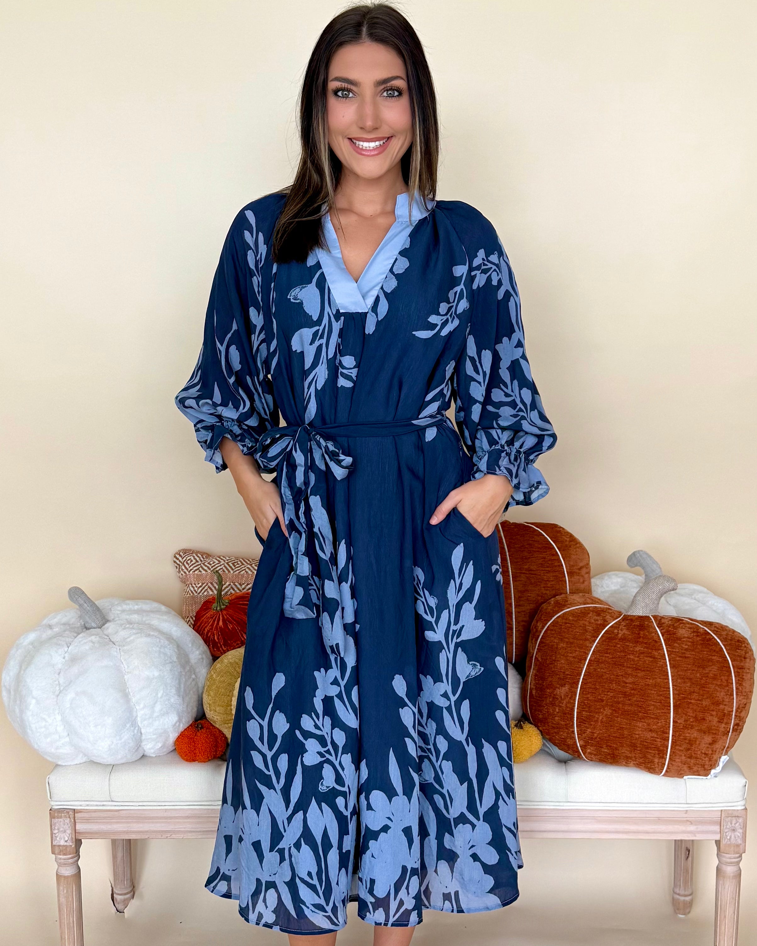 Dreaming For Midnight Mix Print Tie Midi Dress-Shop-Womens-Boutique-Clothing