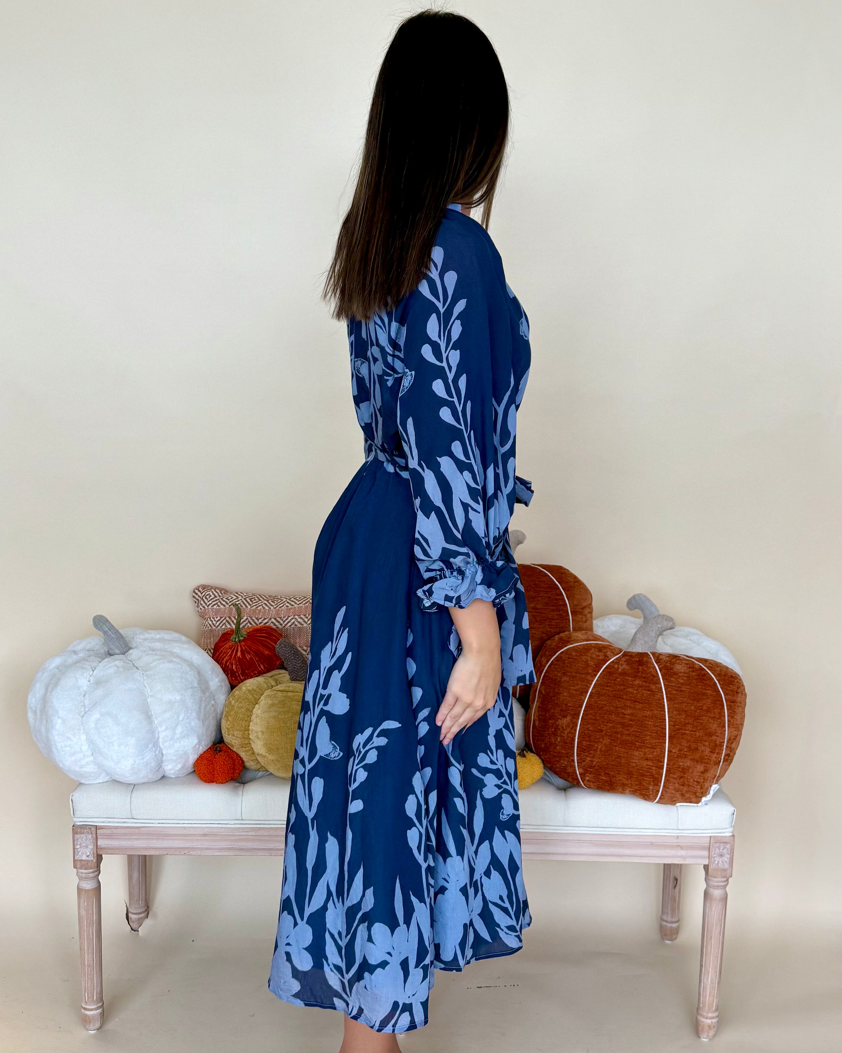 Dreaming For Midnight Mix Print Tie Midi Dress-Shop-Womens-Boutique-Clothing