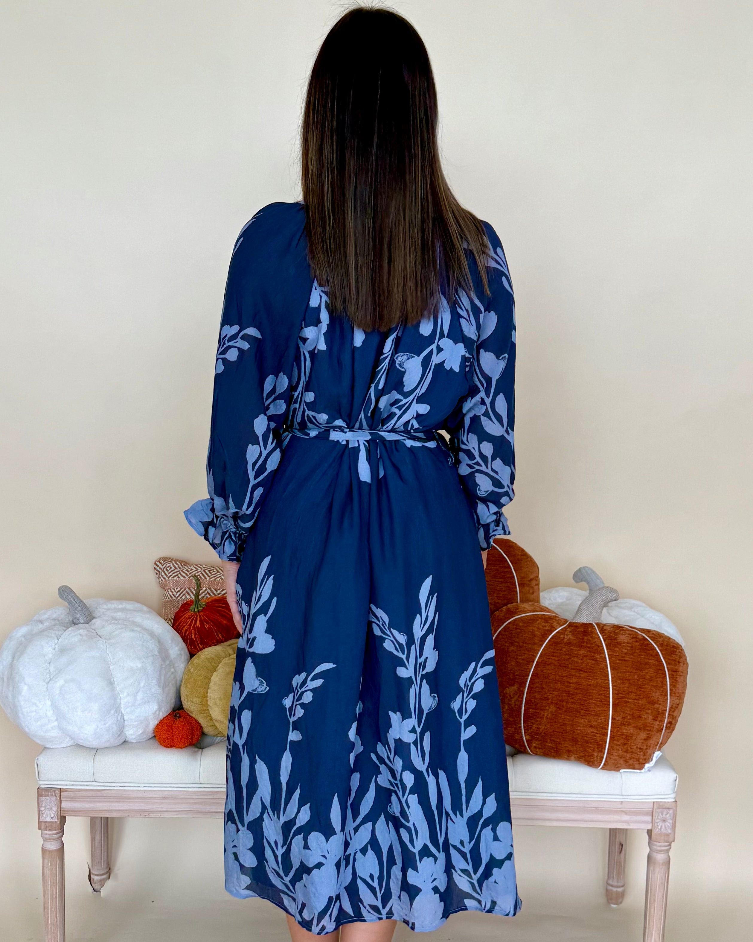 Dreaming For Midnight Mix Print Tie Midi Dress-Shop-Womens-Boutique-Clothing