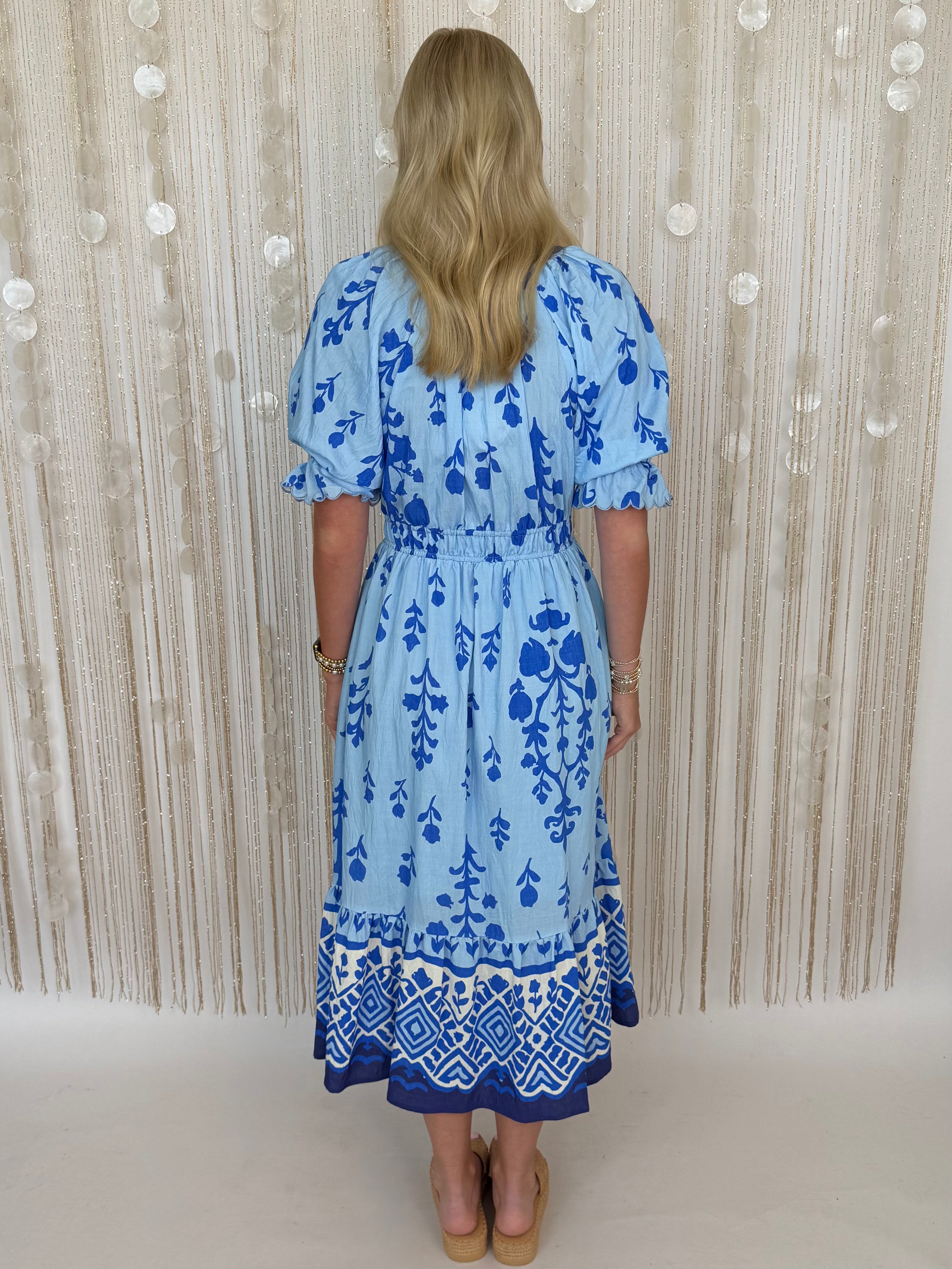 New Day Blue Mix Floral Dress-Shop-Womens-Boutique-Clothing