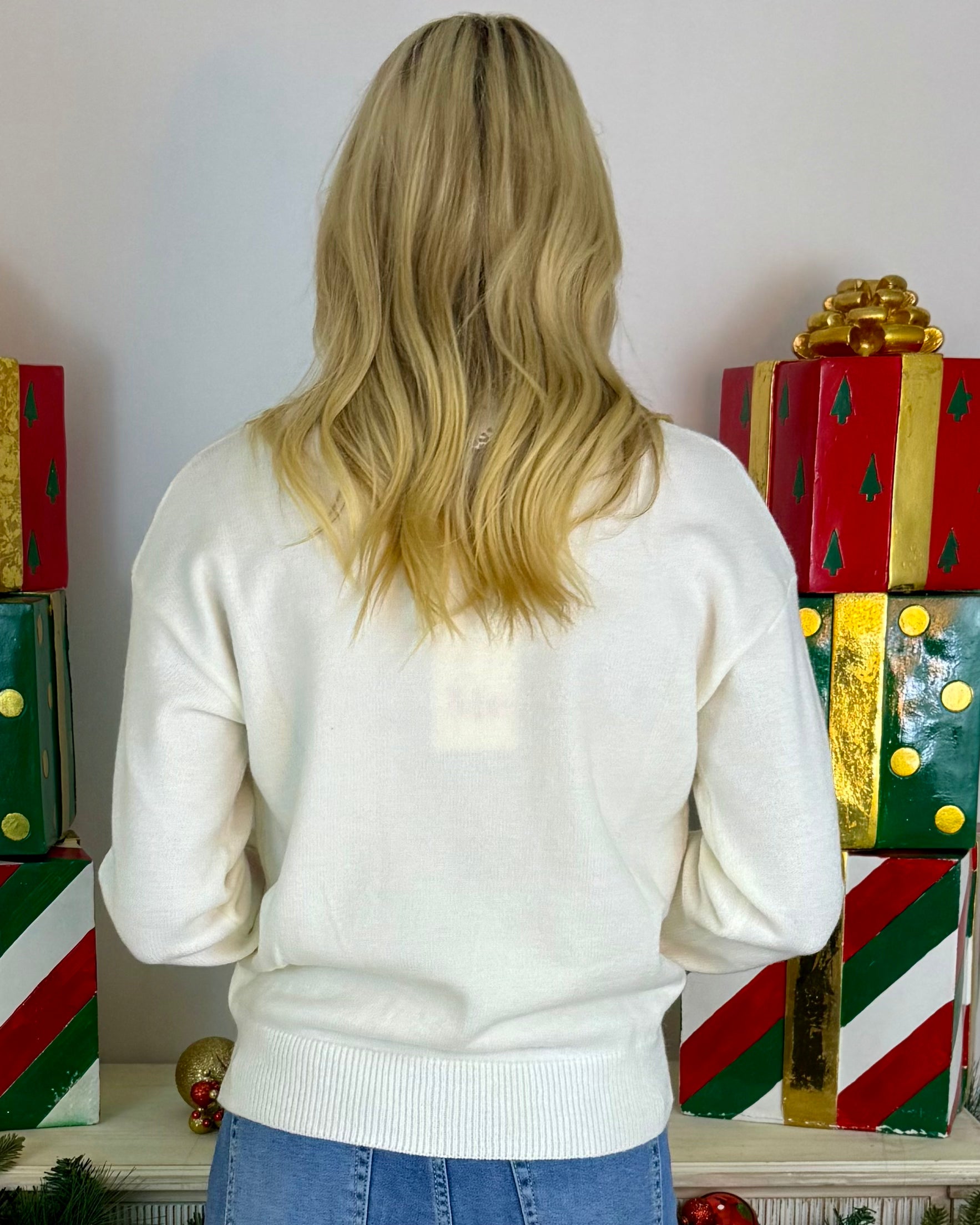 Know You Best Ivory/Red Sequin Ribbon Sweater-Shop-Womens-Boutique-Clothing