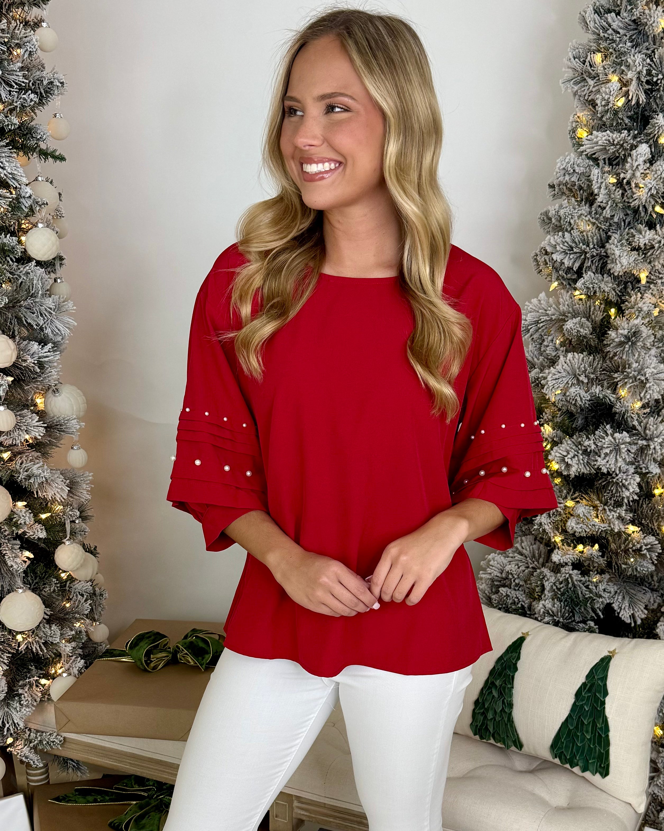 Figure It Out Red Pearl Top-Shop-Womens-Boutique-Clothing