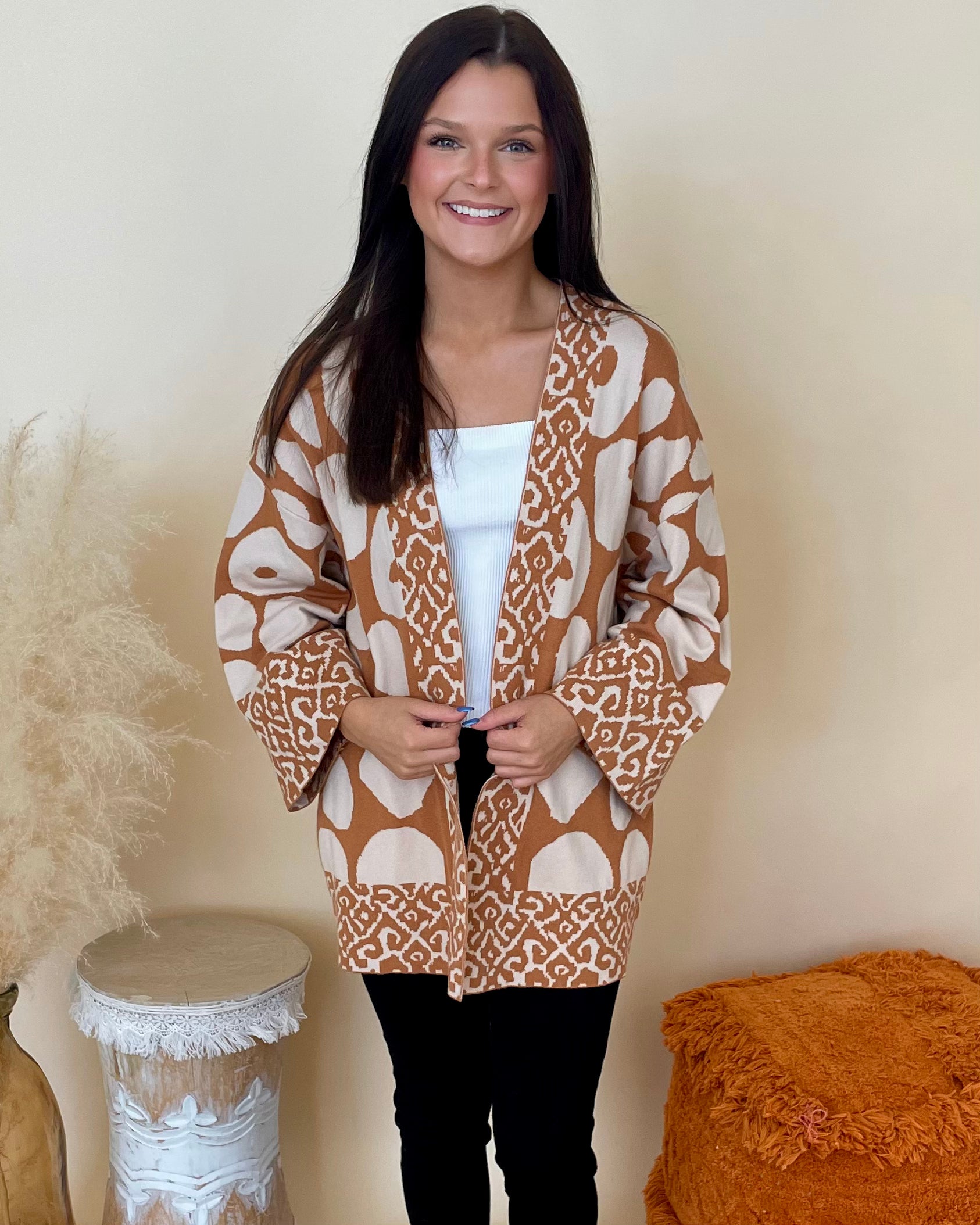 Dreaming It Toffee Abstract Cardigan-Shop-Womens-Boutique-Clothing