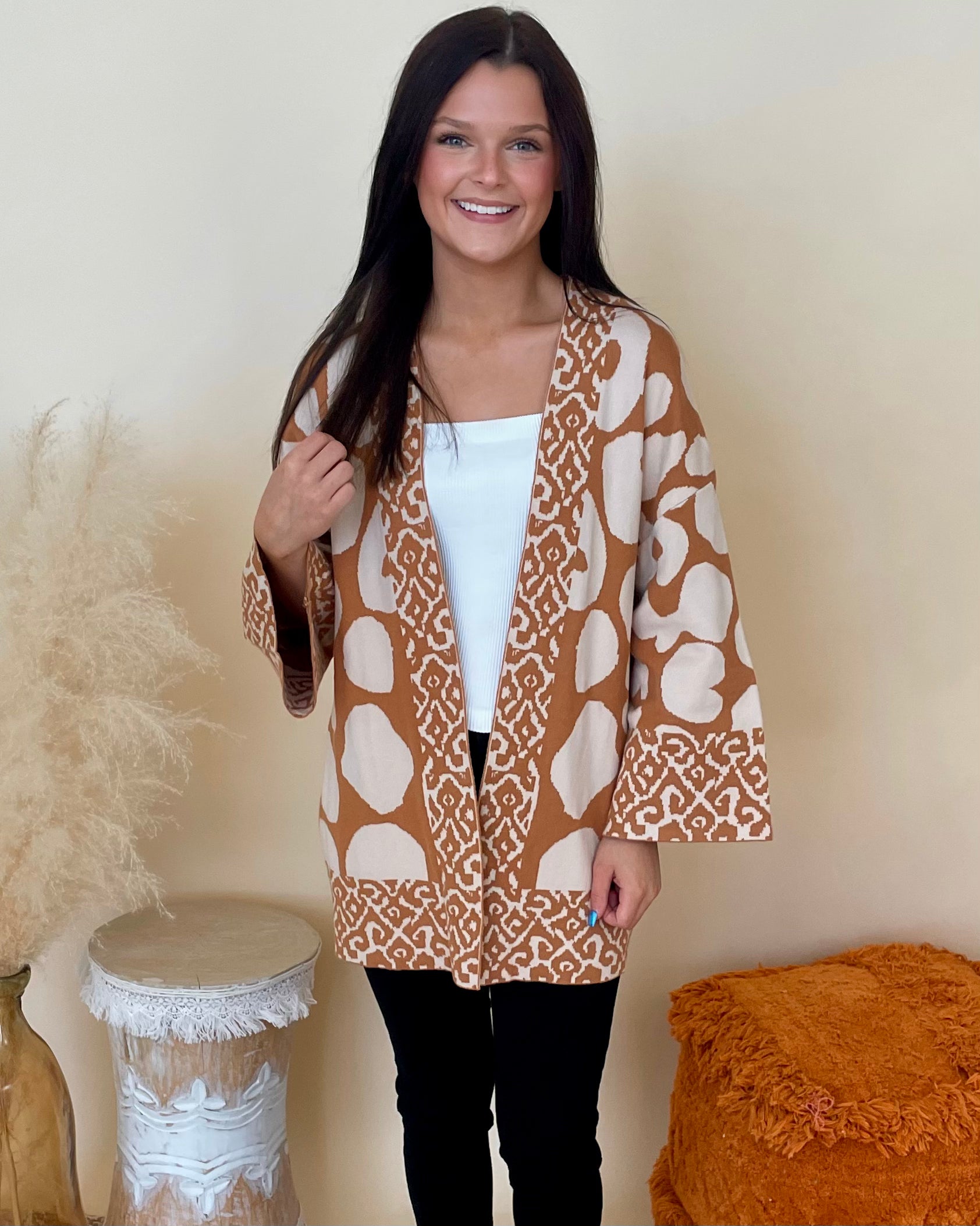 Dreaming It Toffee Abstract Cardigan-Shop-Womens-Boutique-Clothing