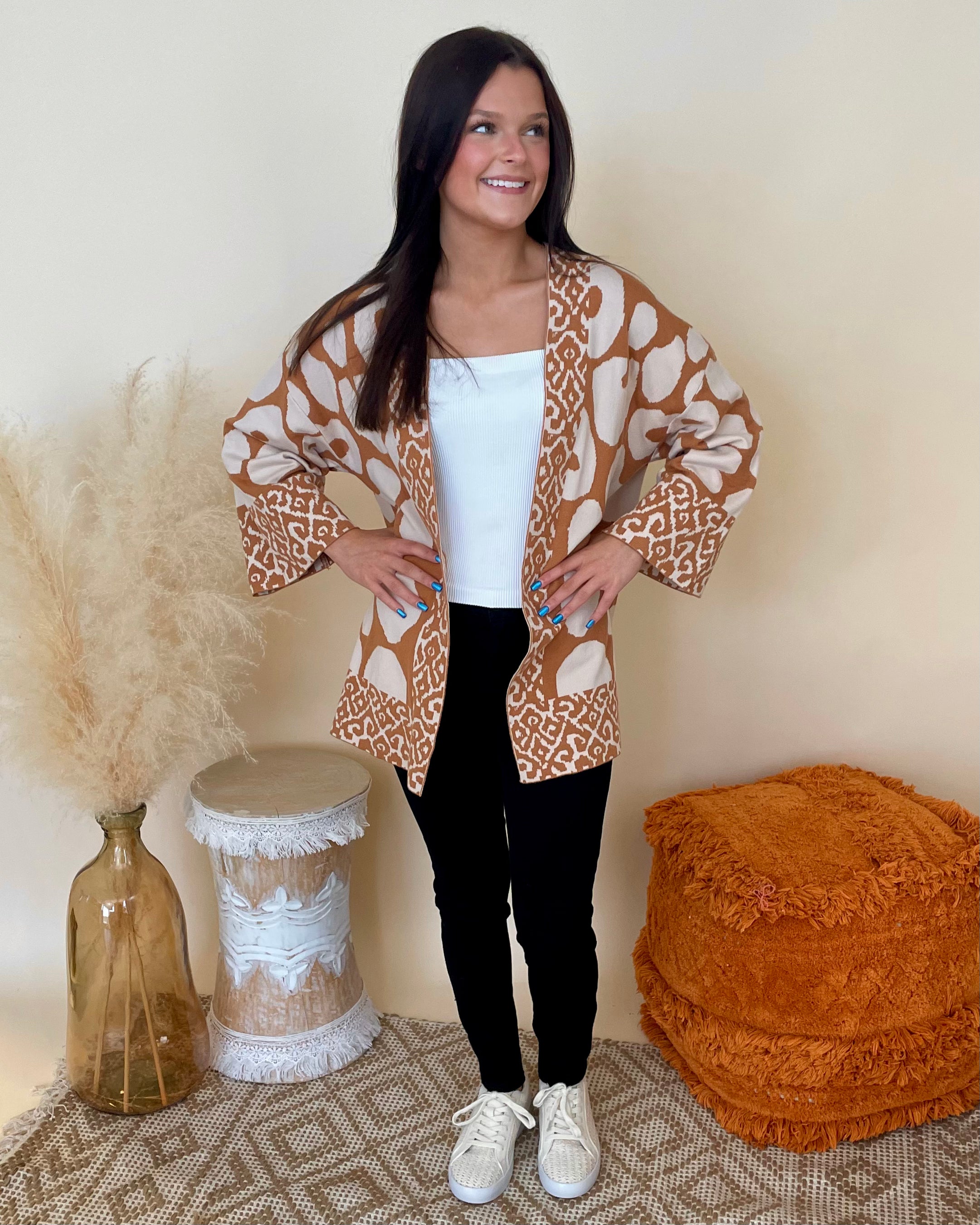 Dreaming It Toffee Abstract Cardigan-Shop-Womens-Boutique-Clothing