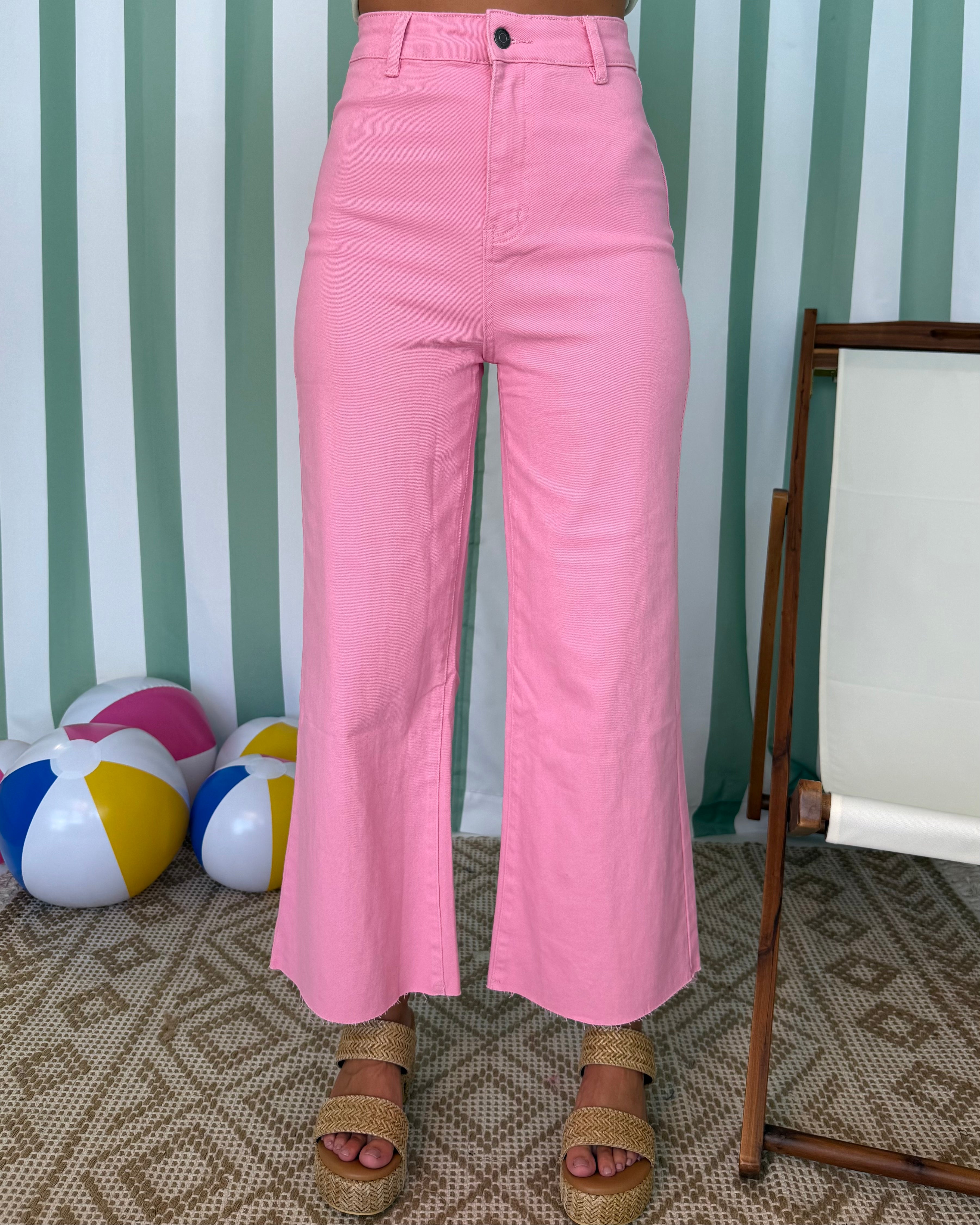 Working It Candy Pink Wide Leg Jean