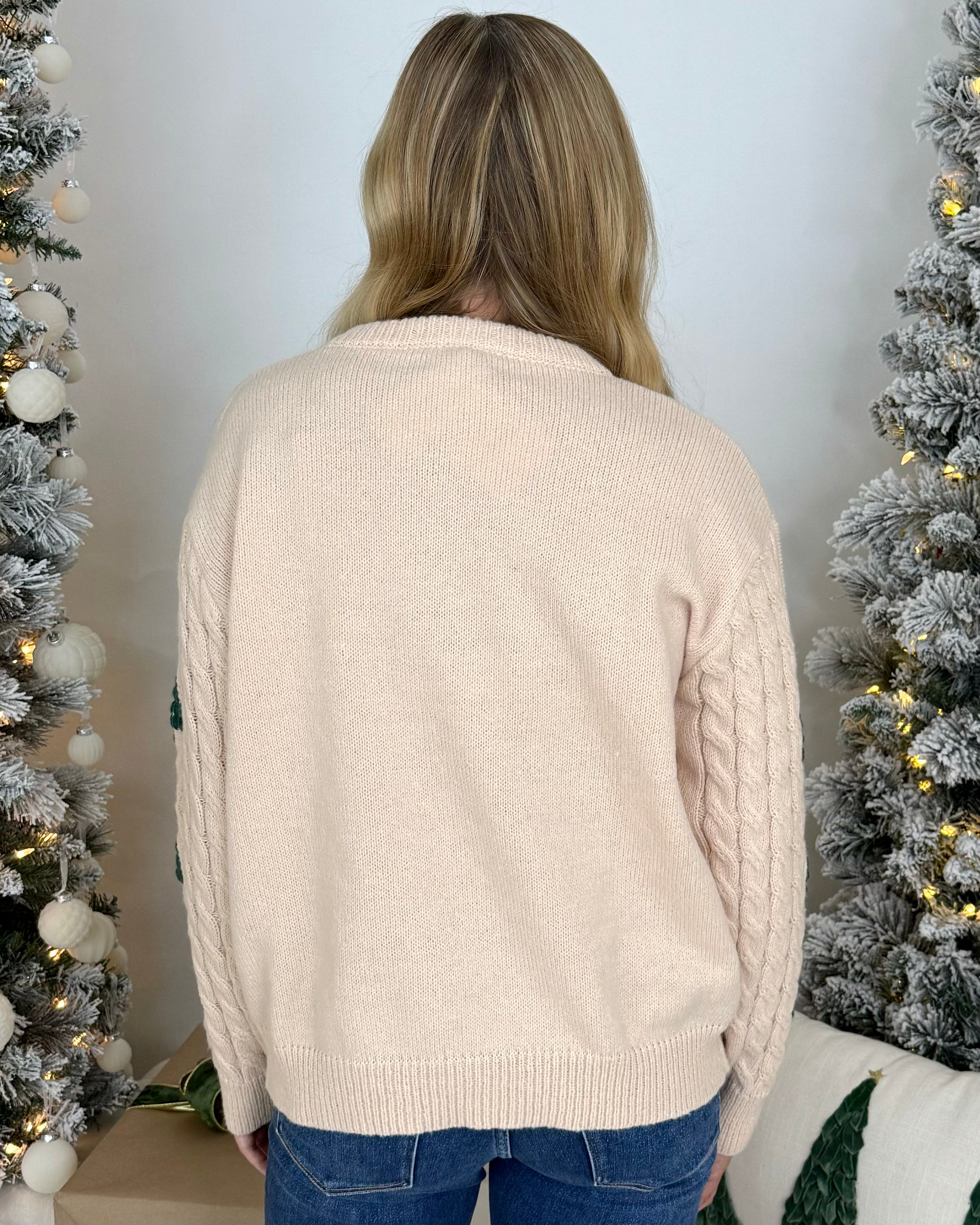 Under The Tree Oatmeal Knit Tree Sweater-Shop-Womens-Boutique-Clothing