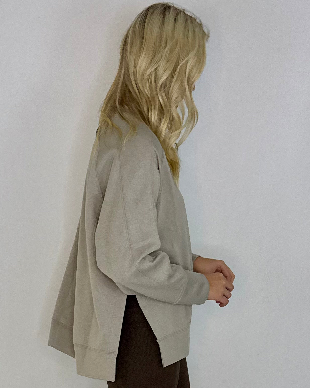 Chill Vibe Ash Mocha Scuba Side Slit Sweatshirt-Shop-Womens-Boutique-Clothing