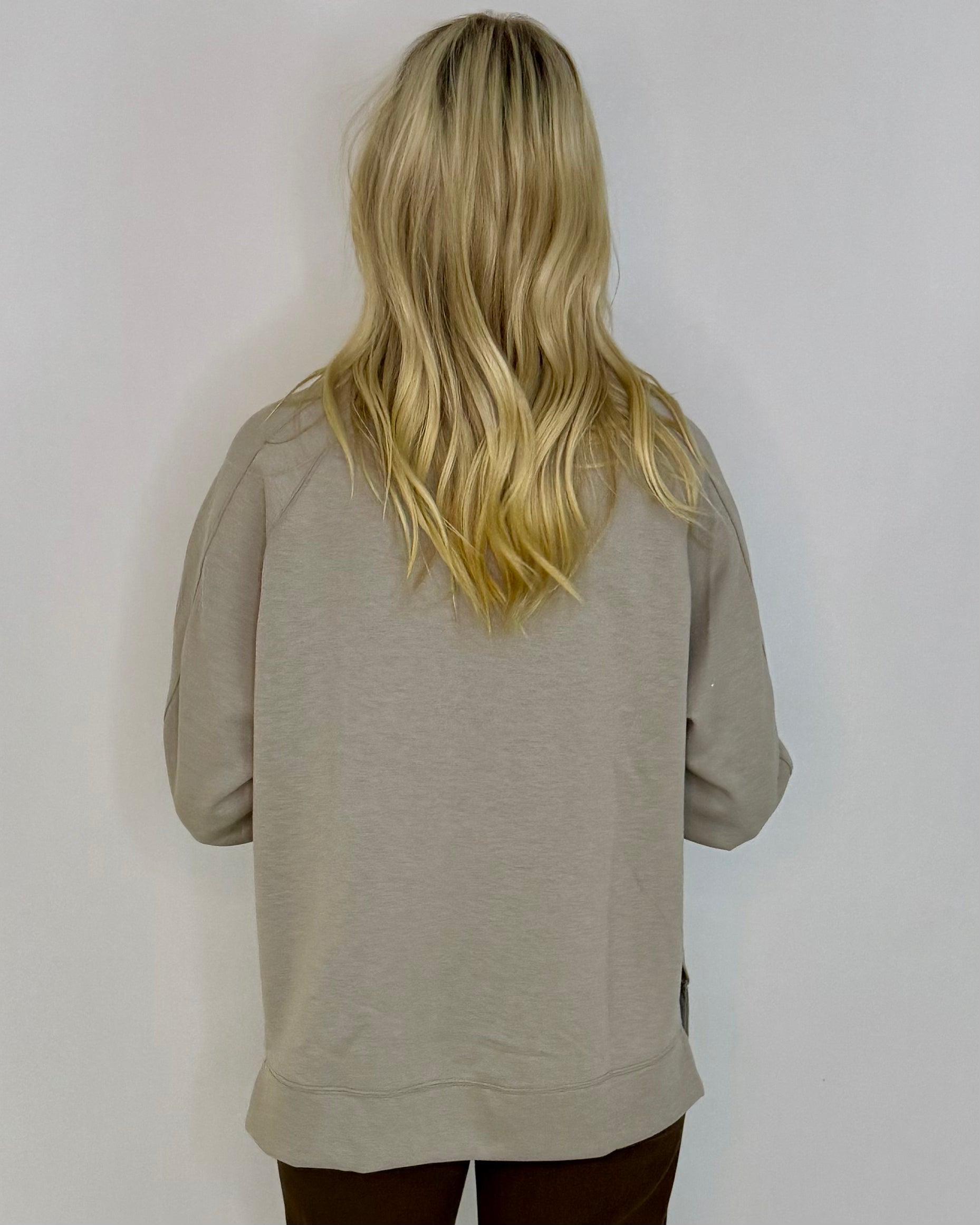 Chill Vibe Ash Mocha Scuba Side Slit Sweatshirt-Shop-Womens-Boutique-Clothing