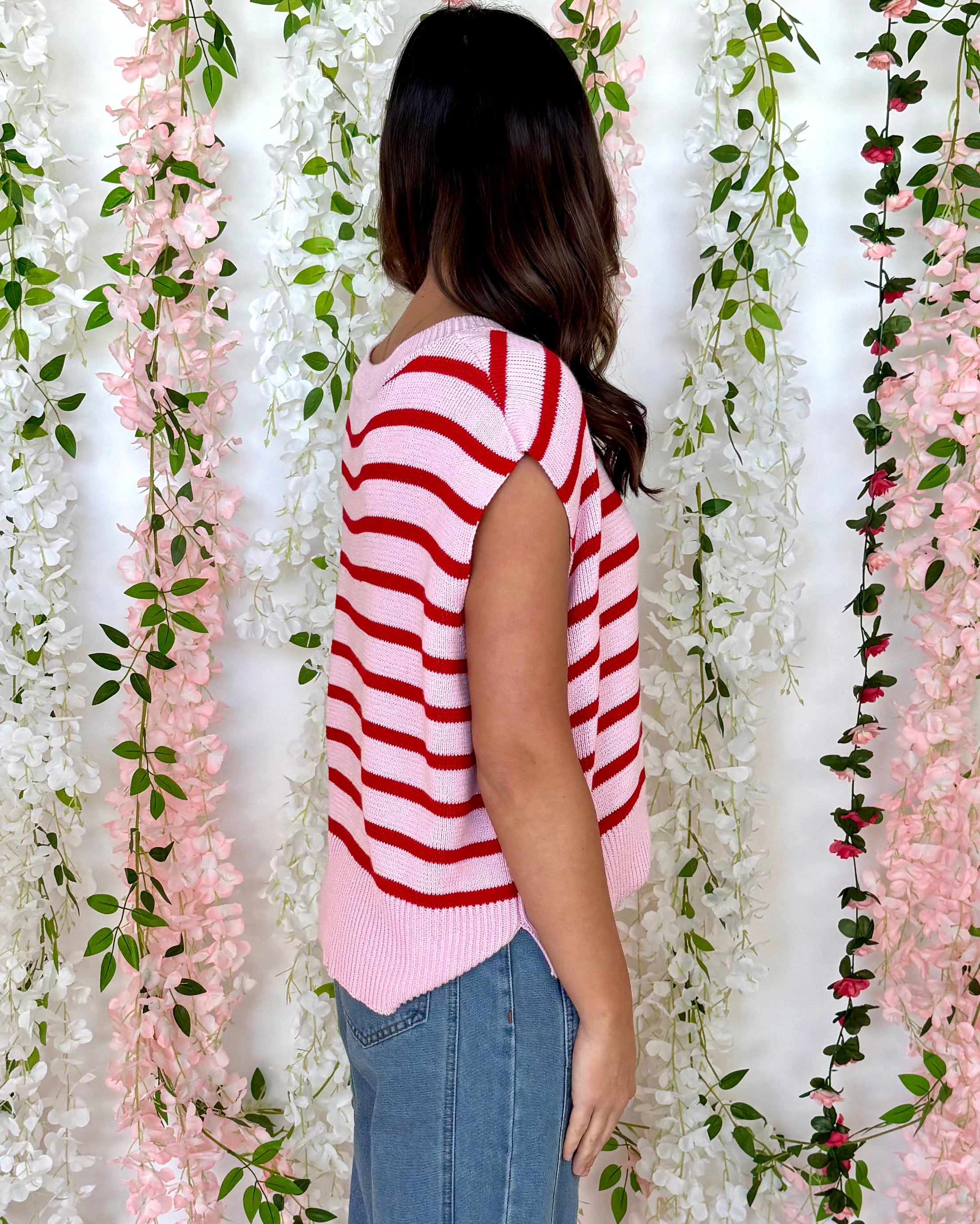 Is It Love Lt Pink Striped Sweater-Shop-Womens-Boutique-Clothing