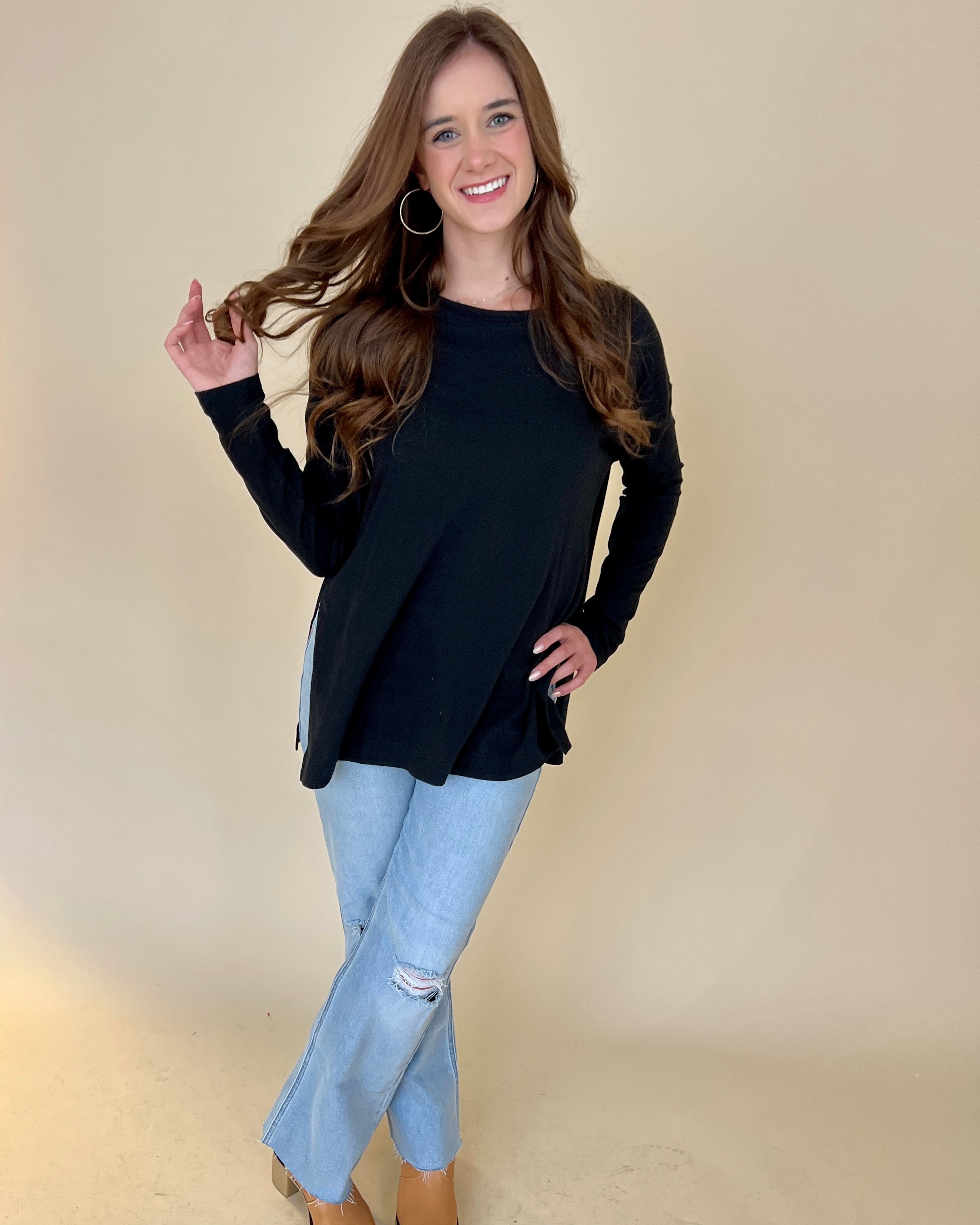 Casually Cute Black Basic Top-Shop-Womens-Boutique-Clothing