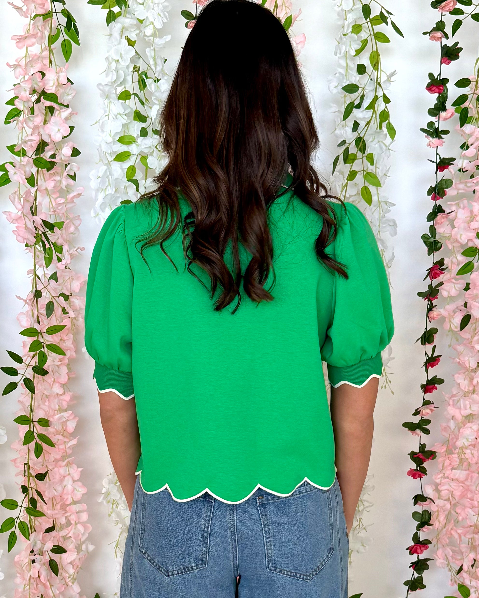 Drive Down Green Scallop Top-Shop-Womens-Boutique-Clothing