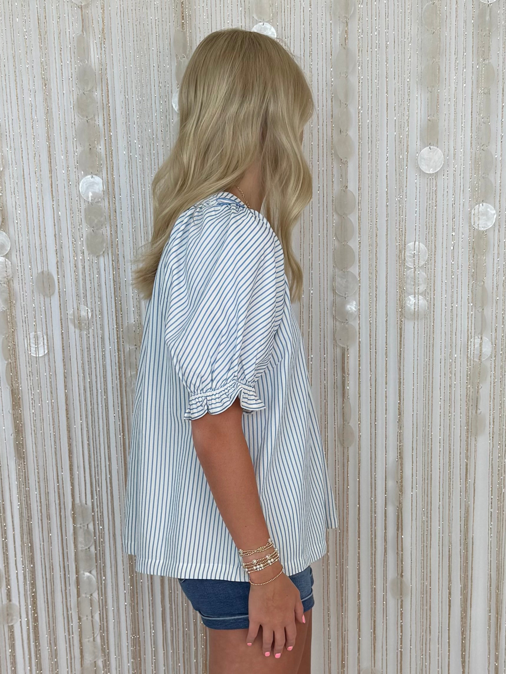Lush Lace Sky Stripe Lace Top-Shop-Womens-Boutique-Clothing