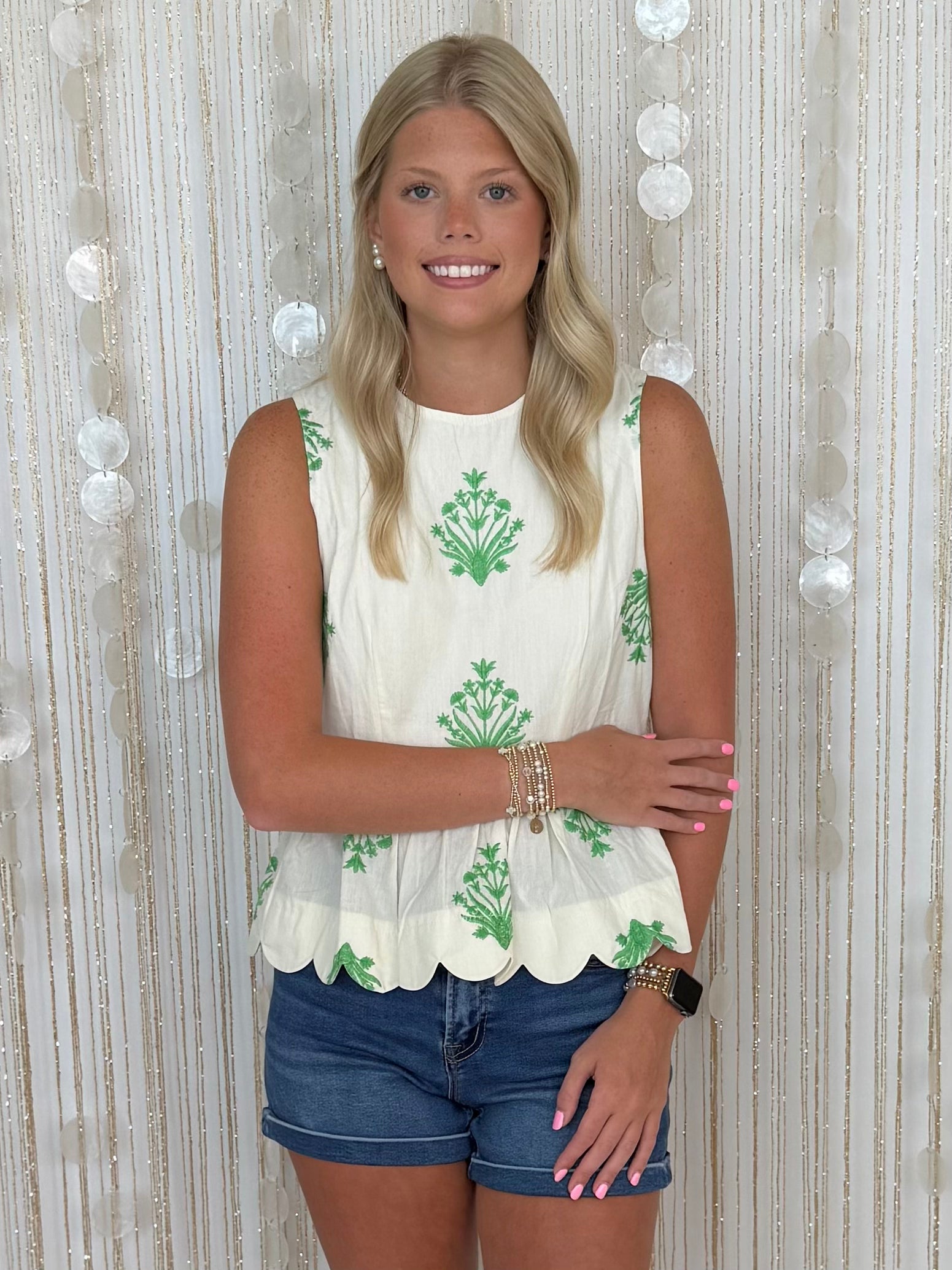 Garden Affair Ecru Botanical Sleeveless Top-Shop-Womens-Boutique-Clothing