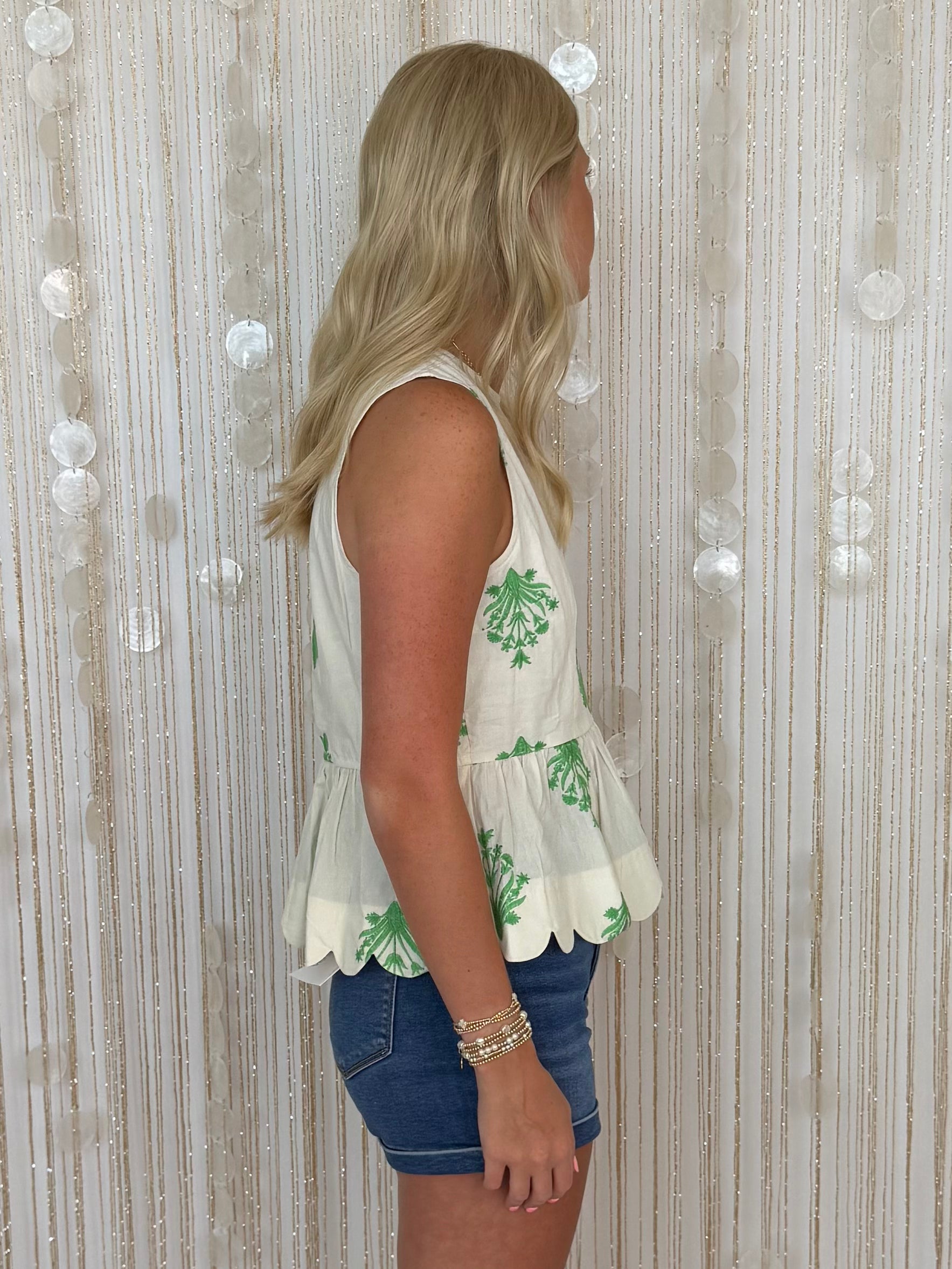 Garden Affair Ecru Botanical Sleeveless Top-Shop-Womens-Boutique-Clothing