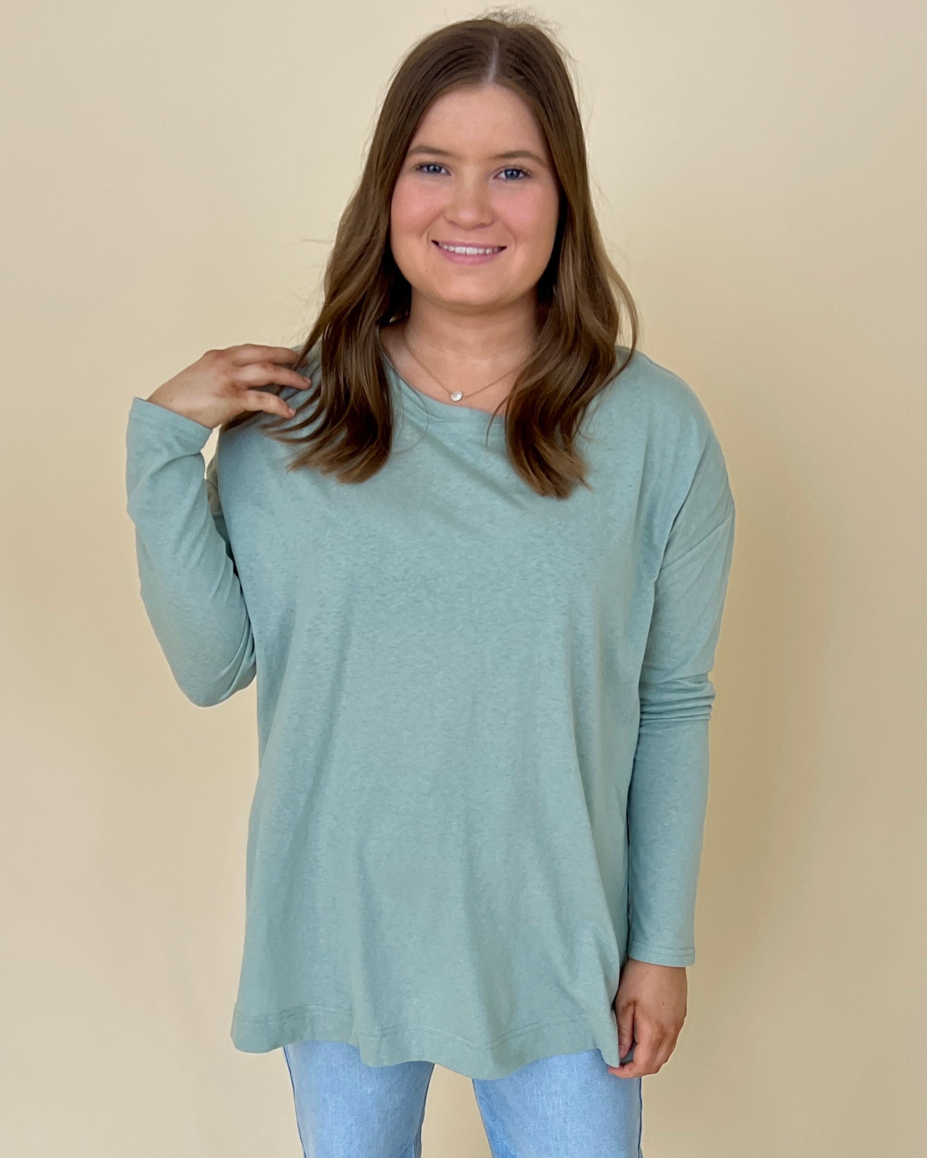 Casually Cute Iceberg Green Basic Top-Shop-Womens-Boutique-Clothing