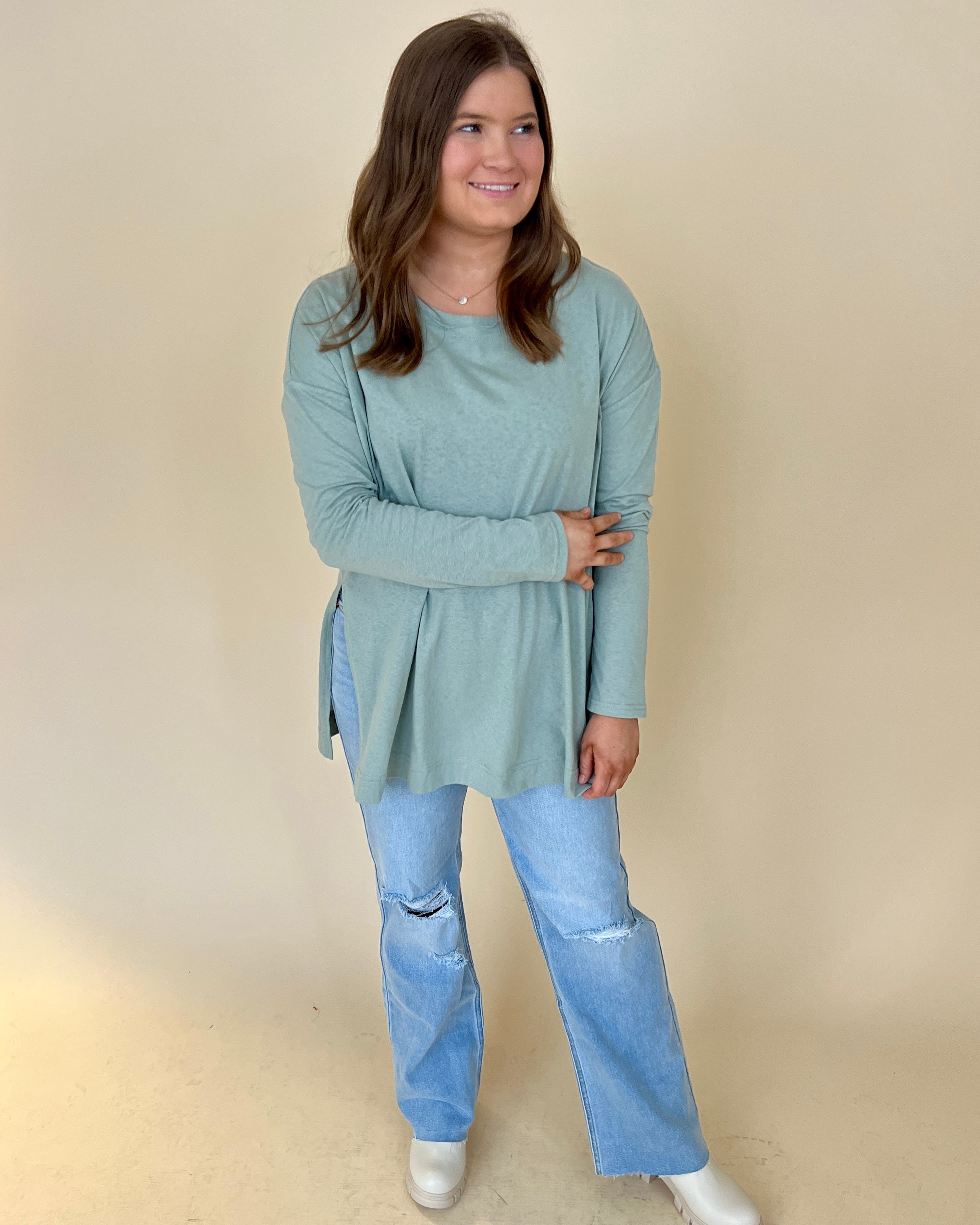 Casually Cute Iceberg Green Basic Top-Shop-Womens-Boutique-Clothing