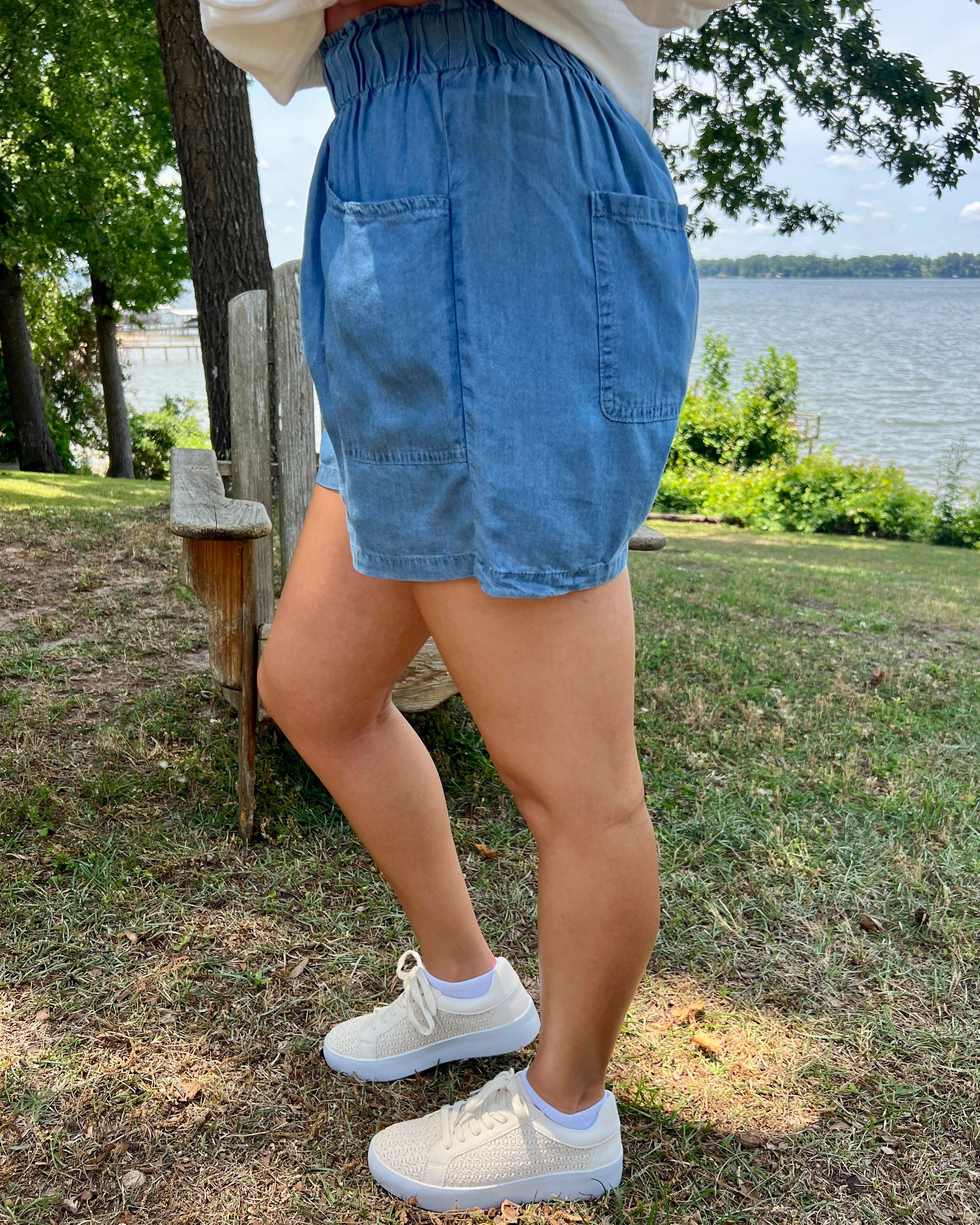 Go Out Chambray Shorts-Shop-Womens-Boutique-Clothing